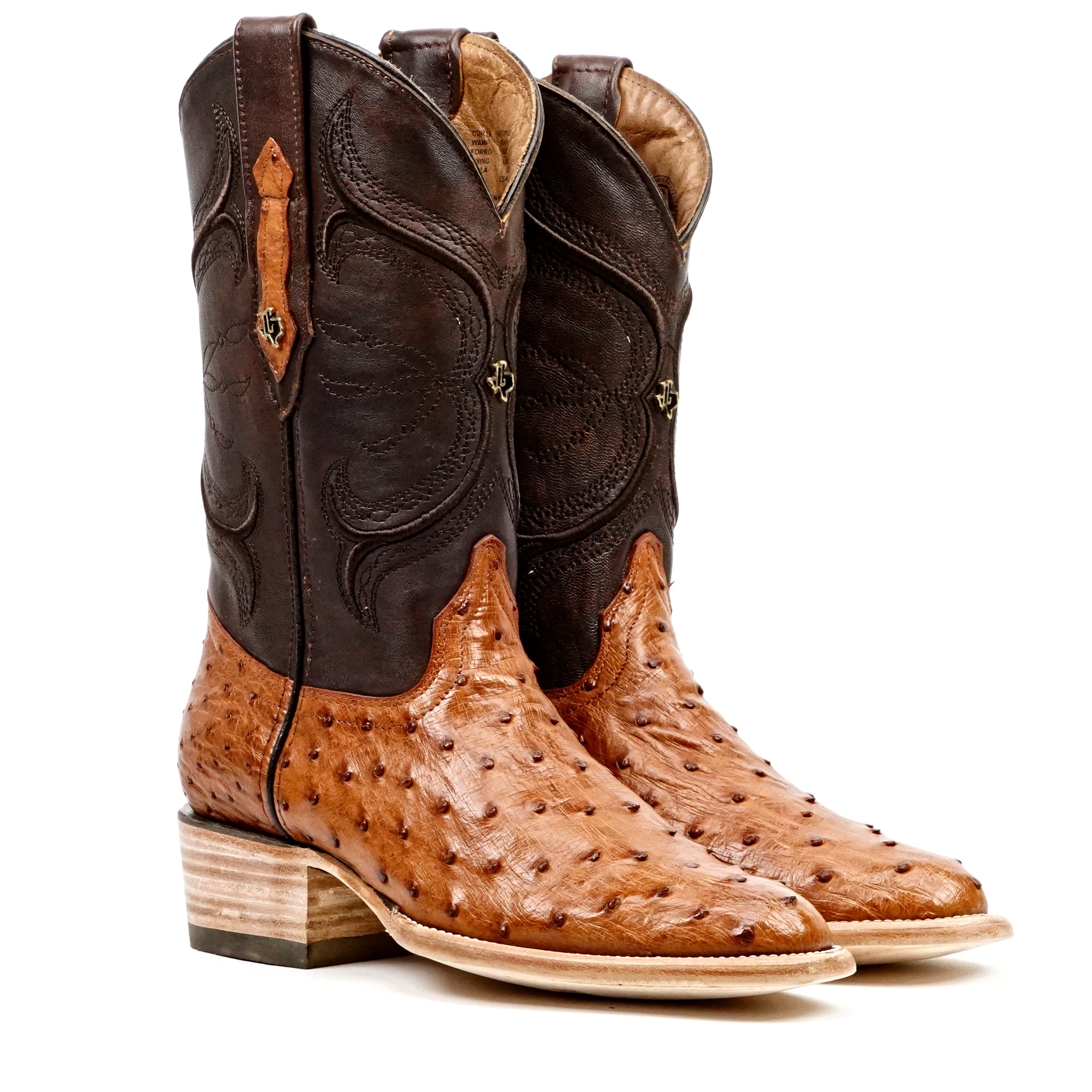 Austin Ostrich Boots - Brandy - Roper Toe (AV201)