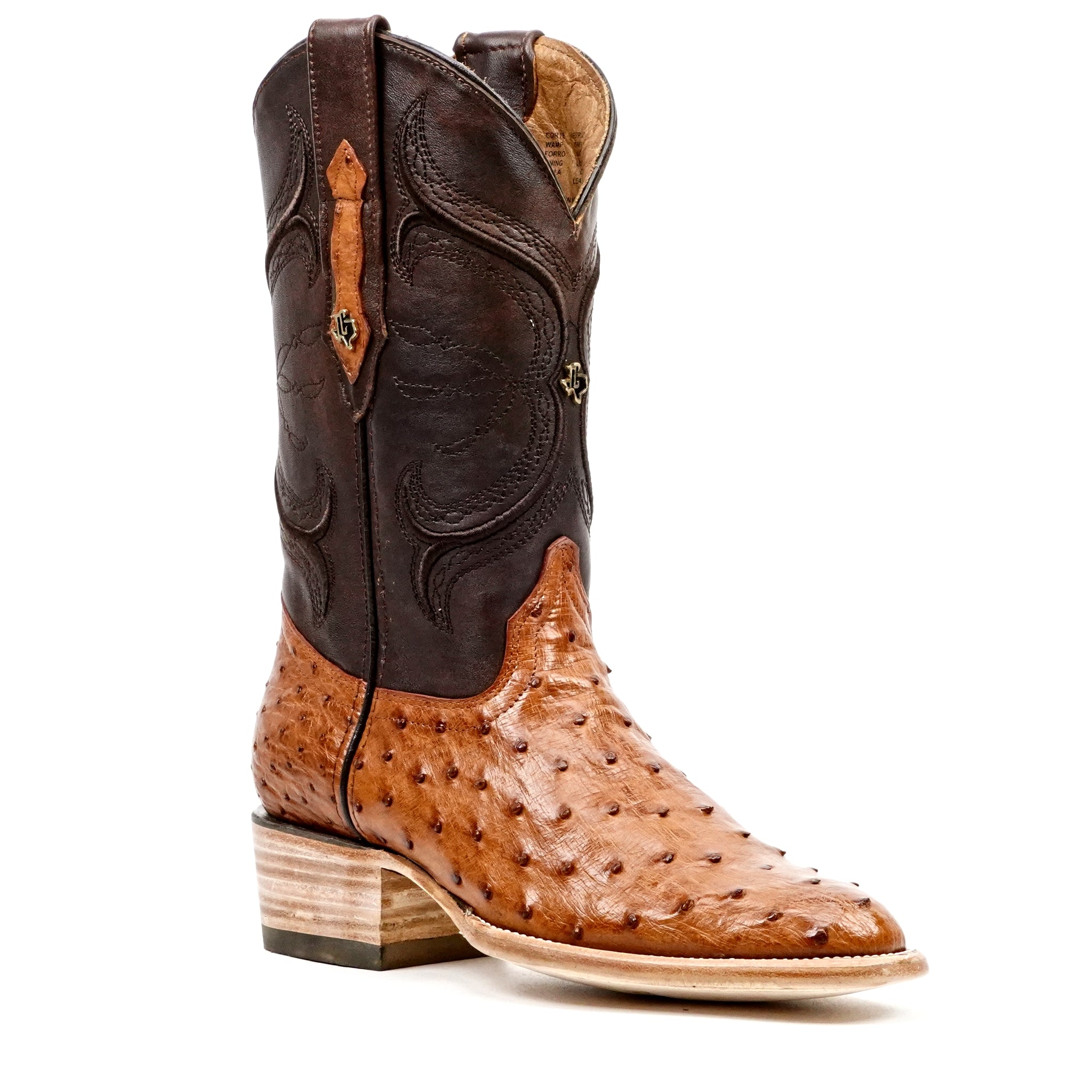 Austin Ostrich Boots - Brandy - Roper Toe (AV201)
