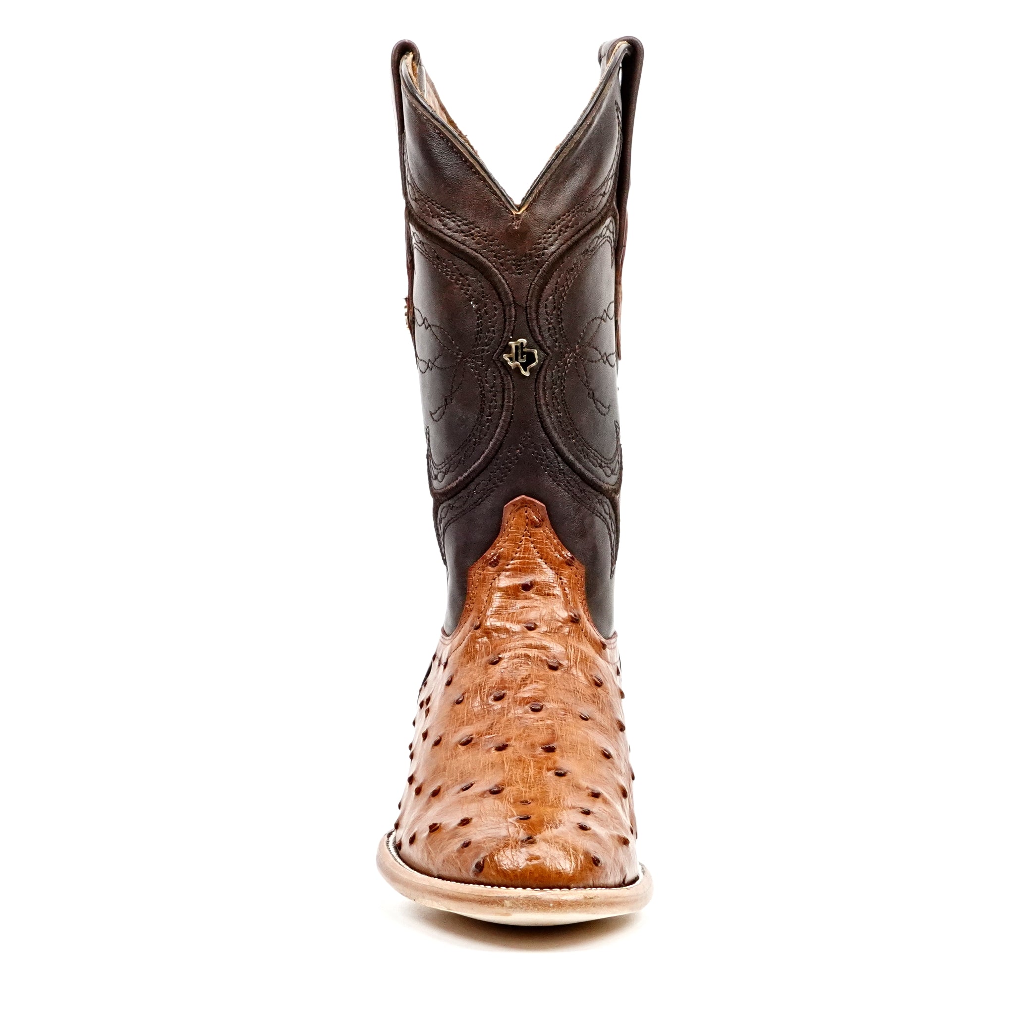 Austin Ostrich Boots - Brandy - Roper Toe (AV201)