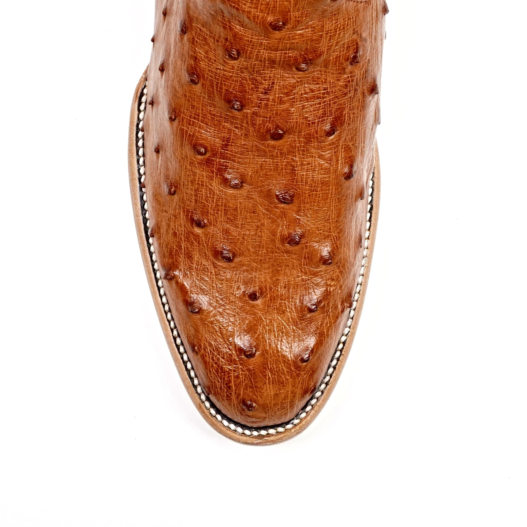 Austin Ostrich Boots - Brandy - Roper Toe (AV201)