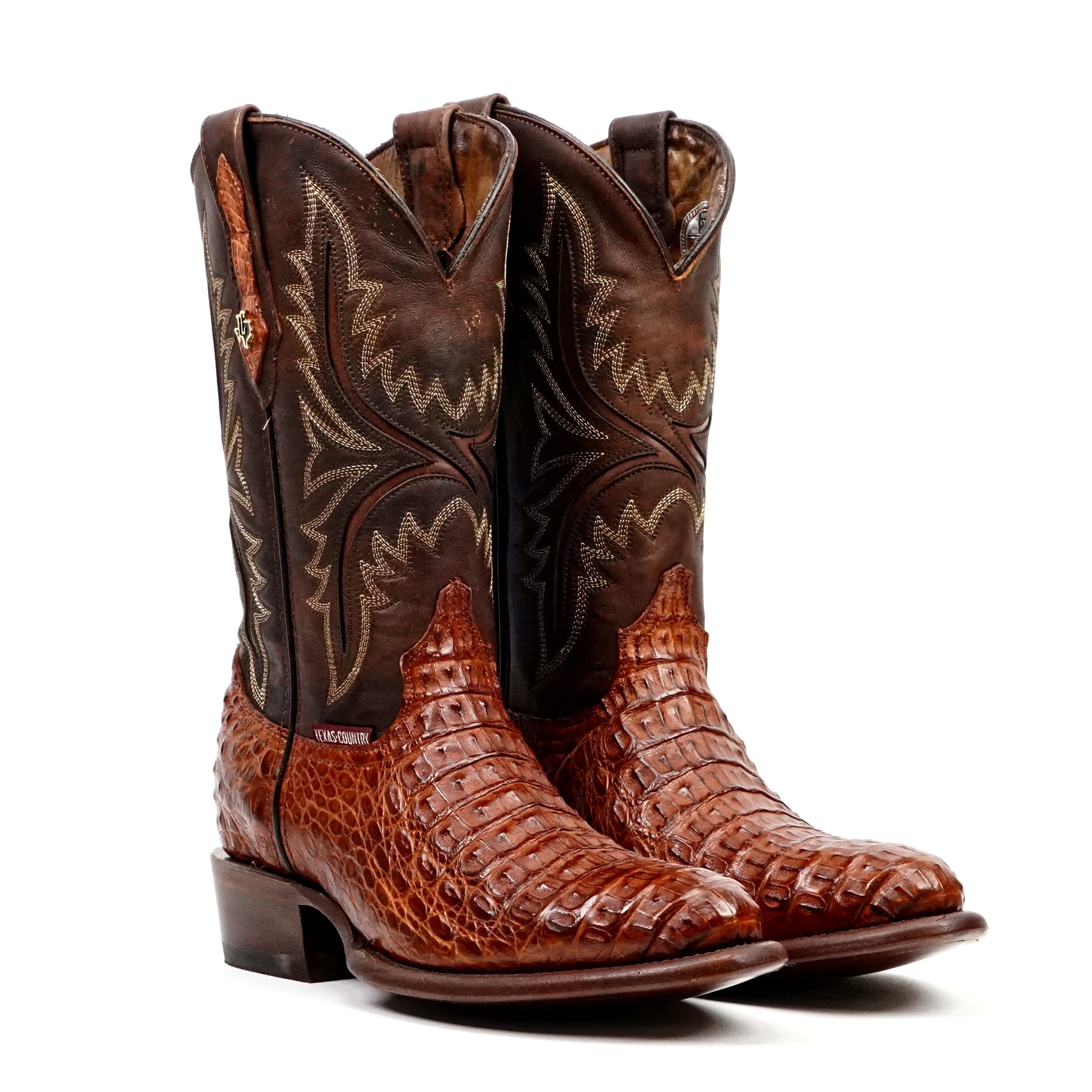 Rhodes Caiman Hornback Boots - Brandy - Round Toe (LM220) - Gomez Western Wear