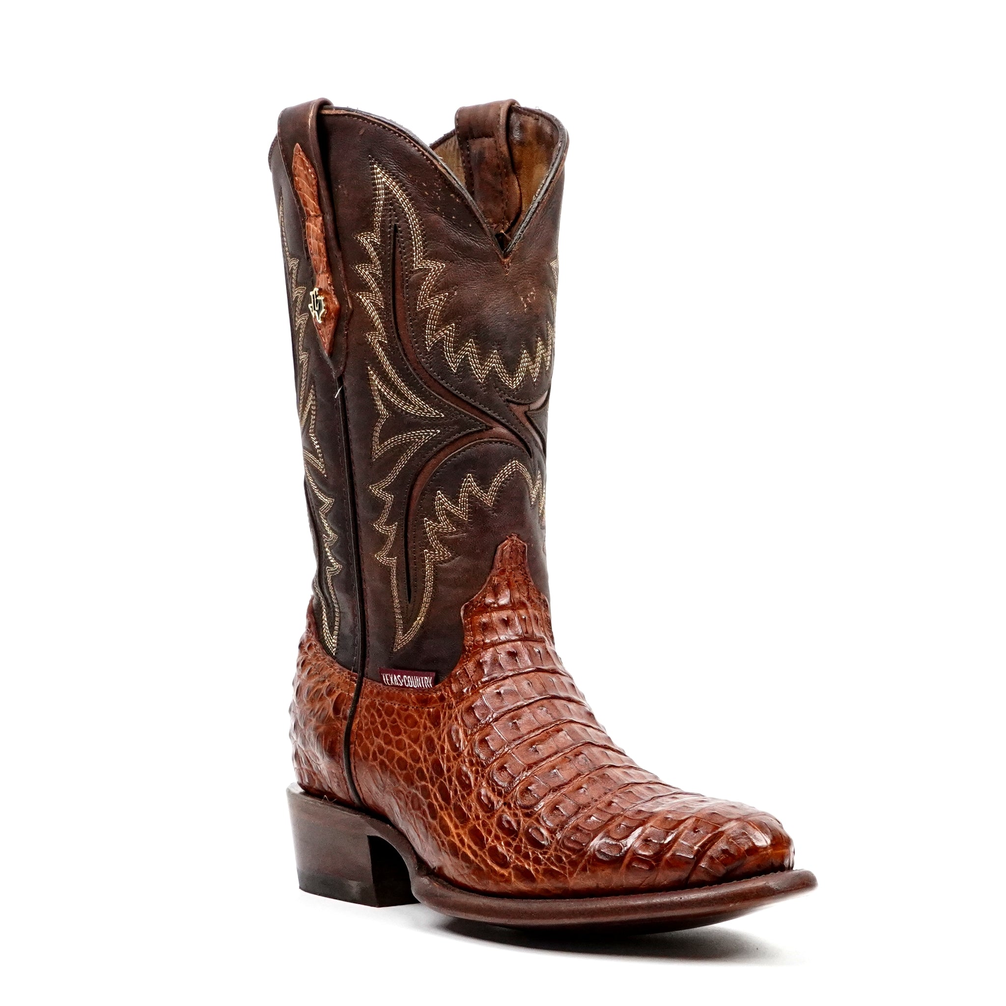 Rhodes Caiman Hornback Boots - Brandy - Round Toe (LM220) - Gomez Western Wear