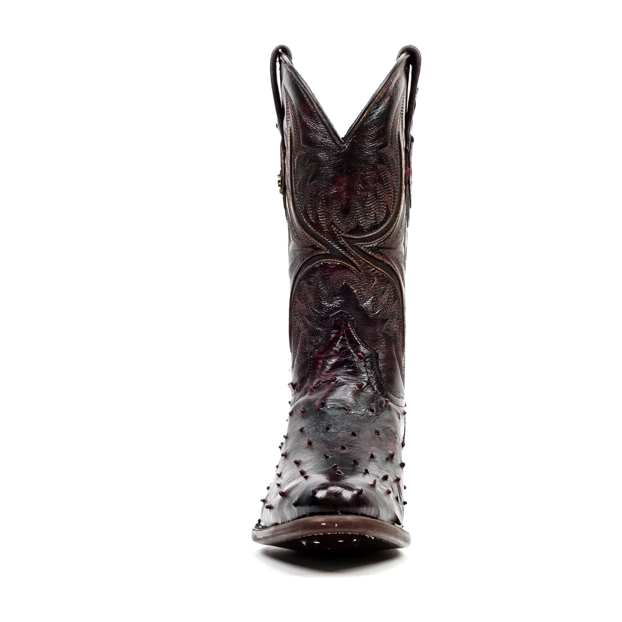 Austin Ostrich Boots - Black Cherry - Round Toe (AV230)