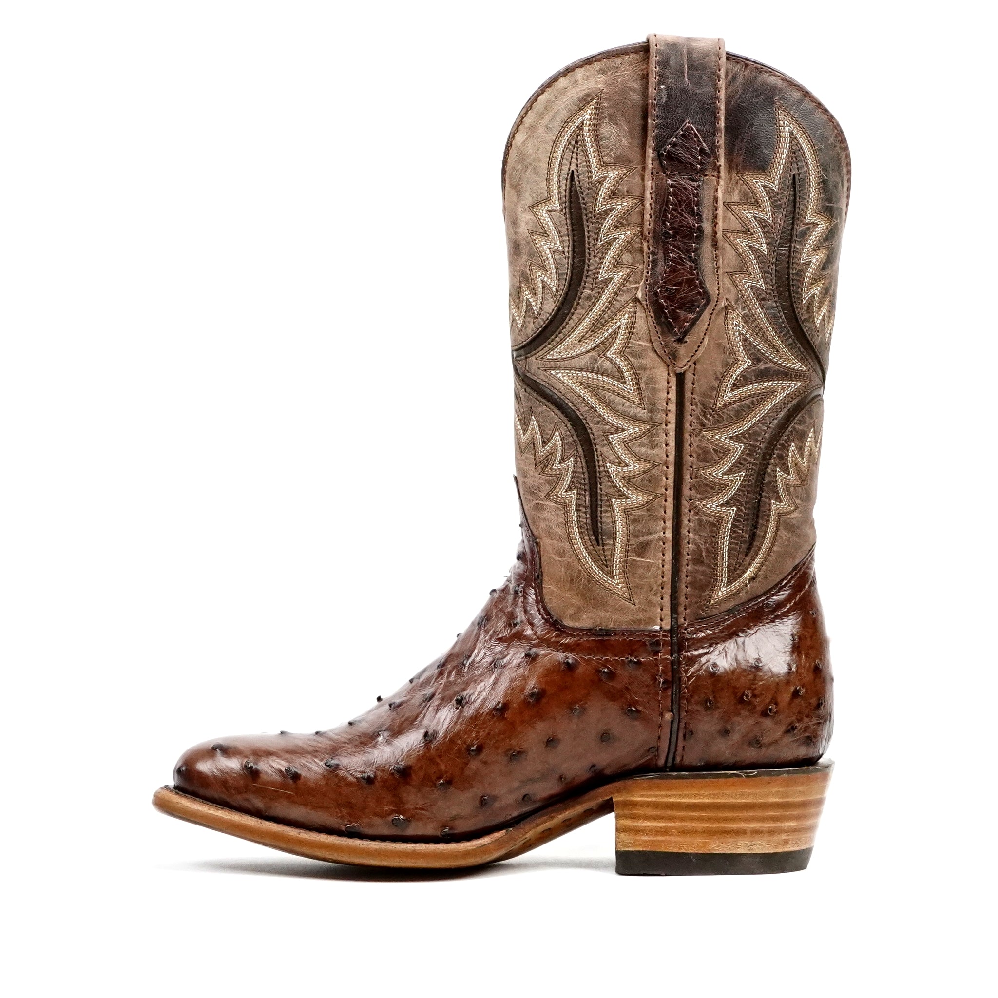 Austin Ostrich Boots - Tobacco - Round Toe (AV230)