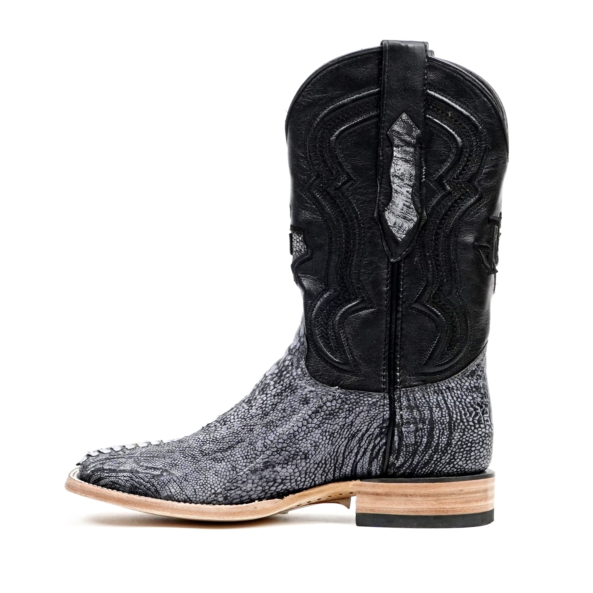 Austin Ostrich Leg Boots - Denim Blue - Square Toe (PA501) - Gomez Western Wear