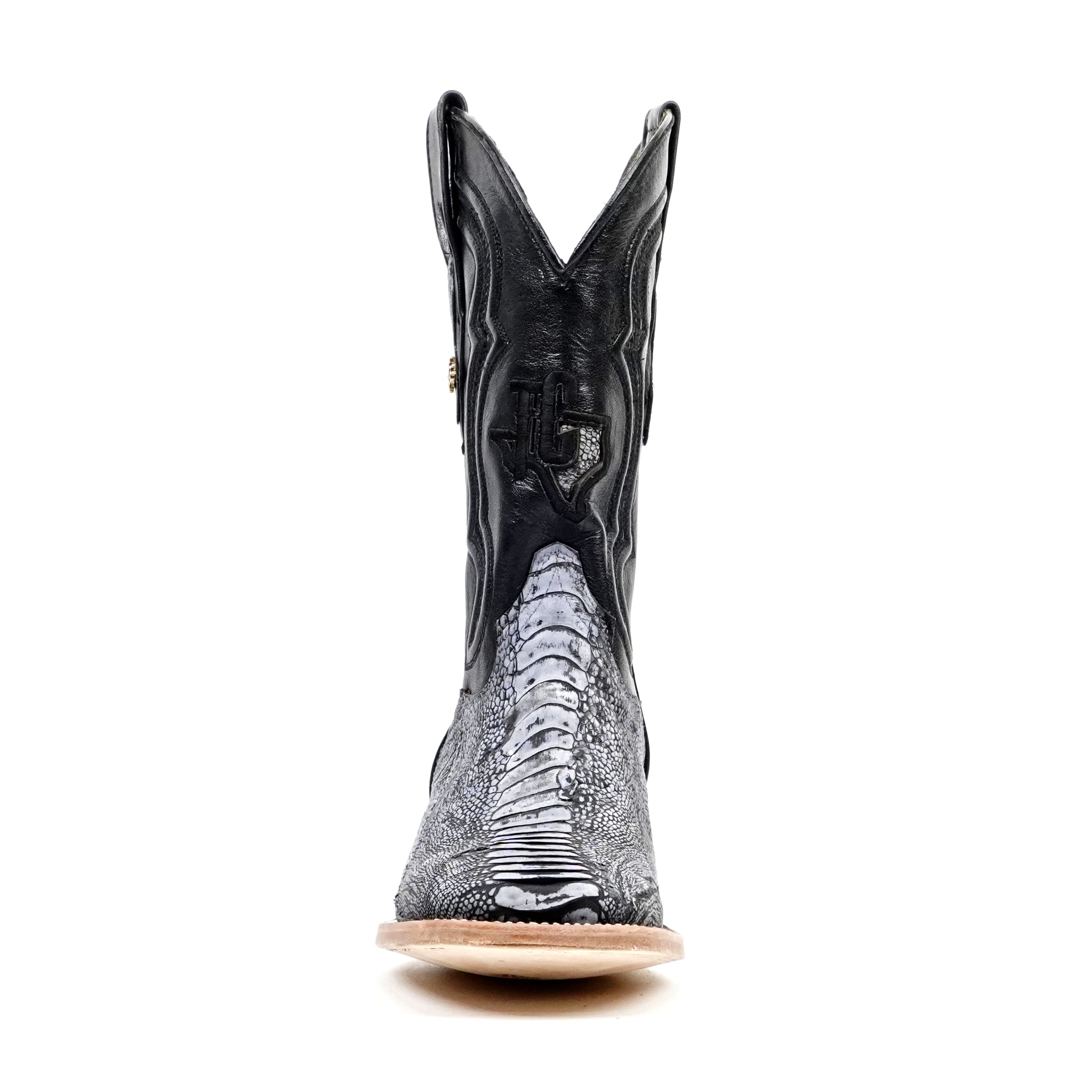 Austin Ostrich Leg Boots - Denim Blue - Square Toe (PA501) - Gomez Western Wear