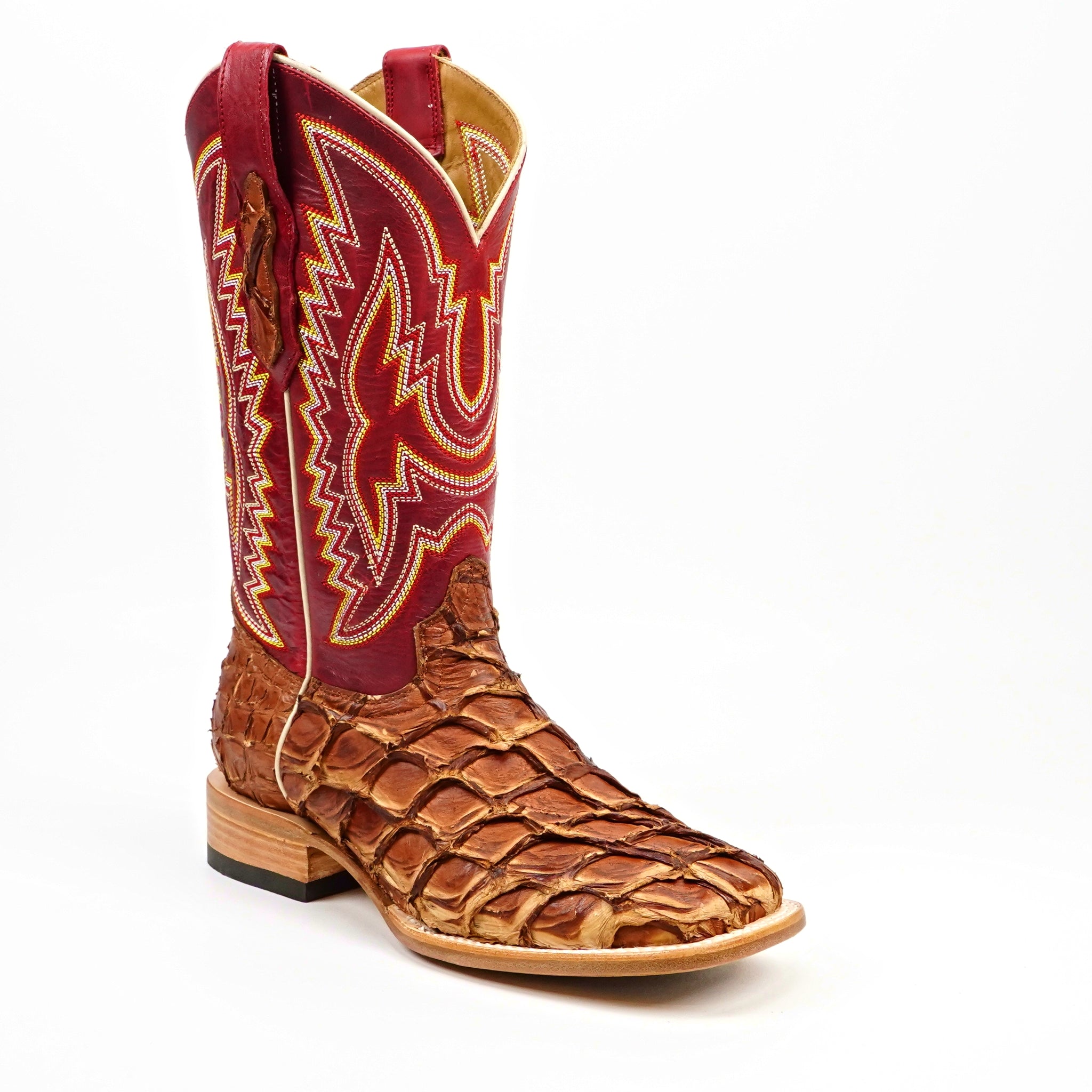 Butch Pirarucu Fish Boots - Matte Pecan - Square Toe