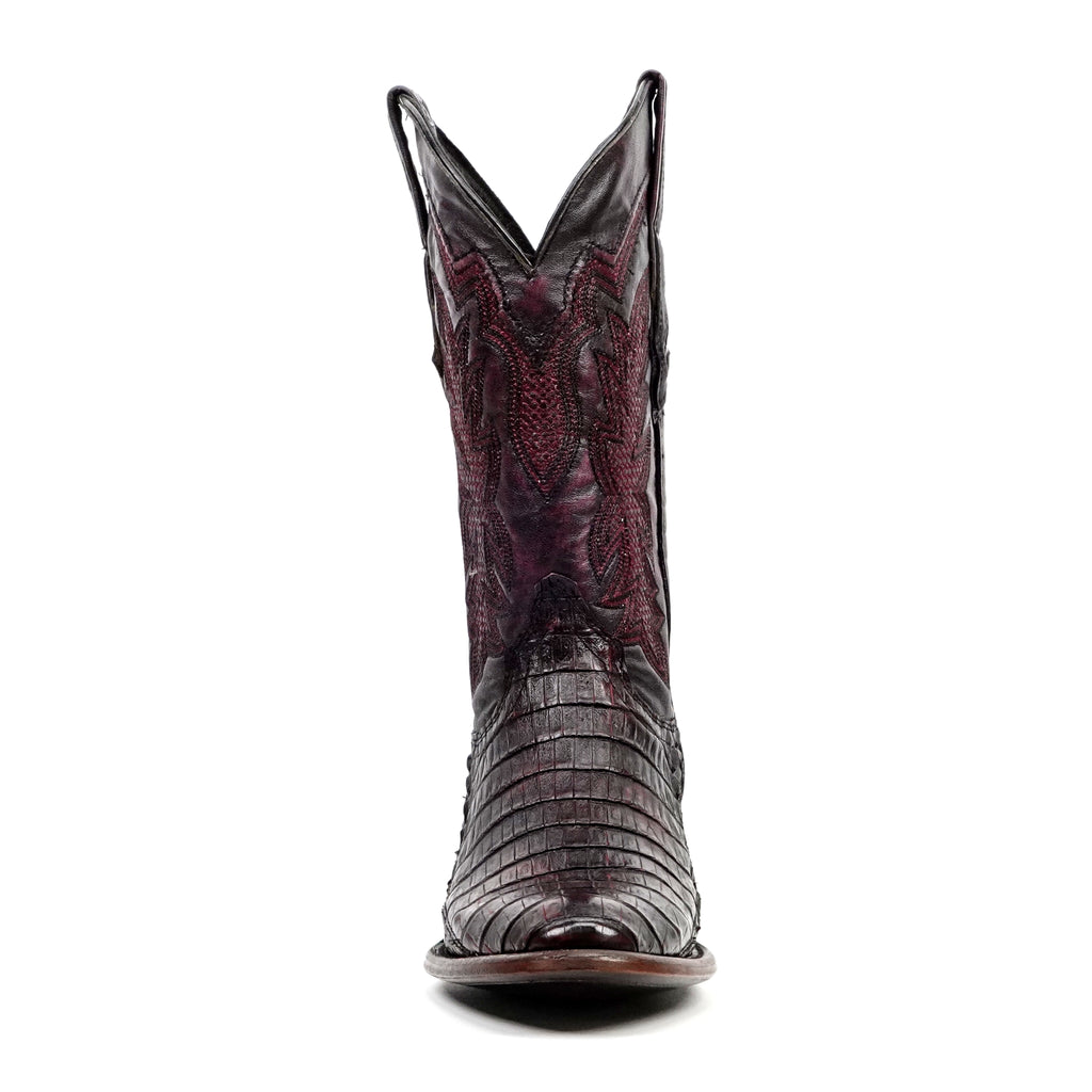 Rhodes Caiman Hornback Boots - Black Cherry - Round Toe (LM220) - Gomez Western Wear