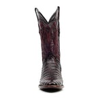 Rhodes Caiman Hornback Boots - Black Cherry - Round Toe (LM220) - Gomez Western Wear