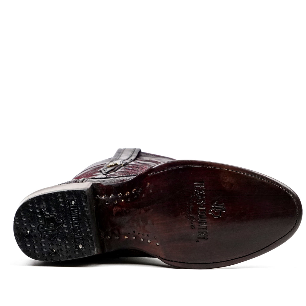 Rhodes Caiman Hornback Boots - Black Cherry - Round Toe (LM220) - Gomez Western Wear