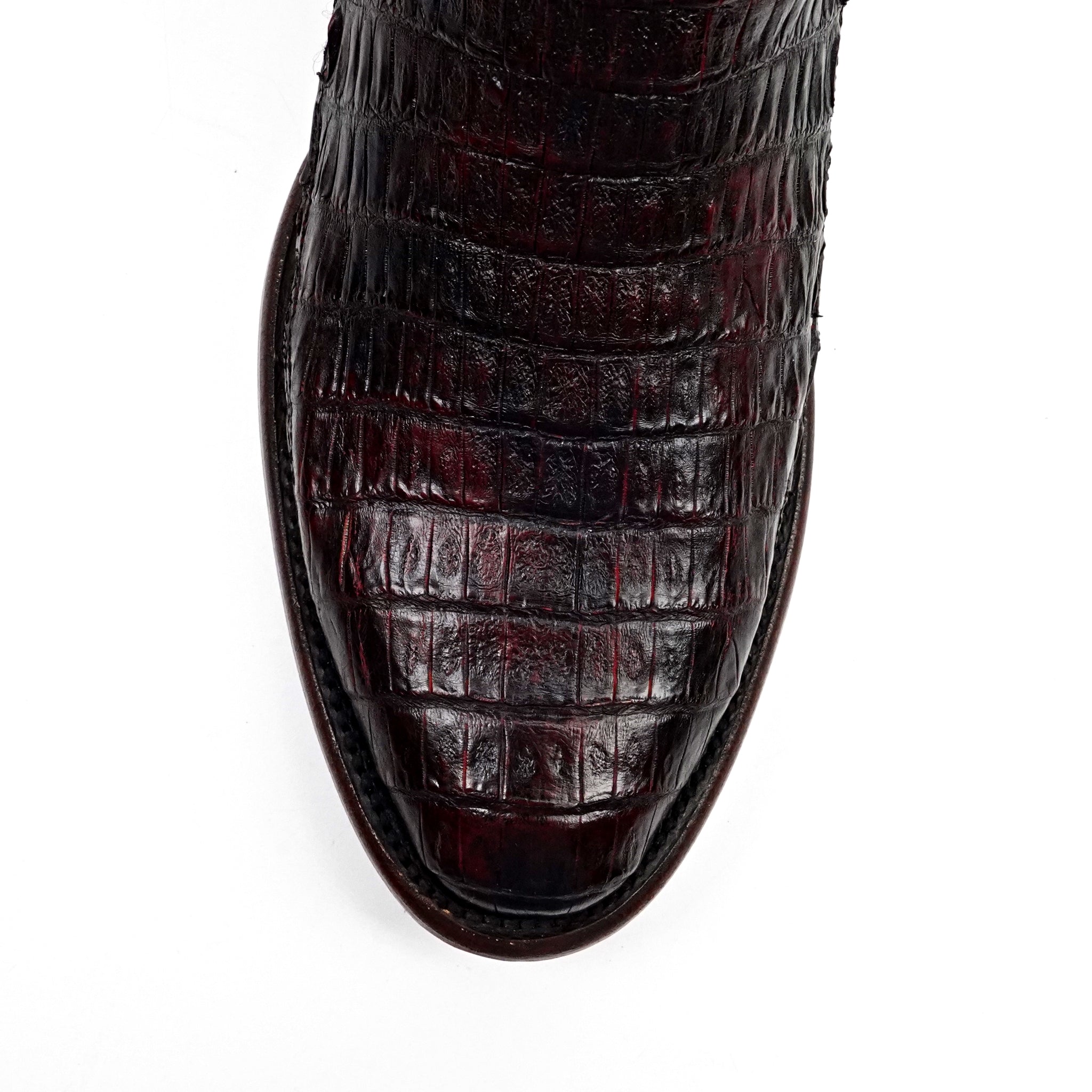 Rhodes Caiman Hornback Boots - Black Cherry - Round Toe (LM220) - Gomez Western Wear
