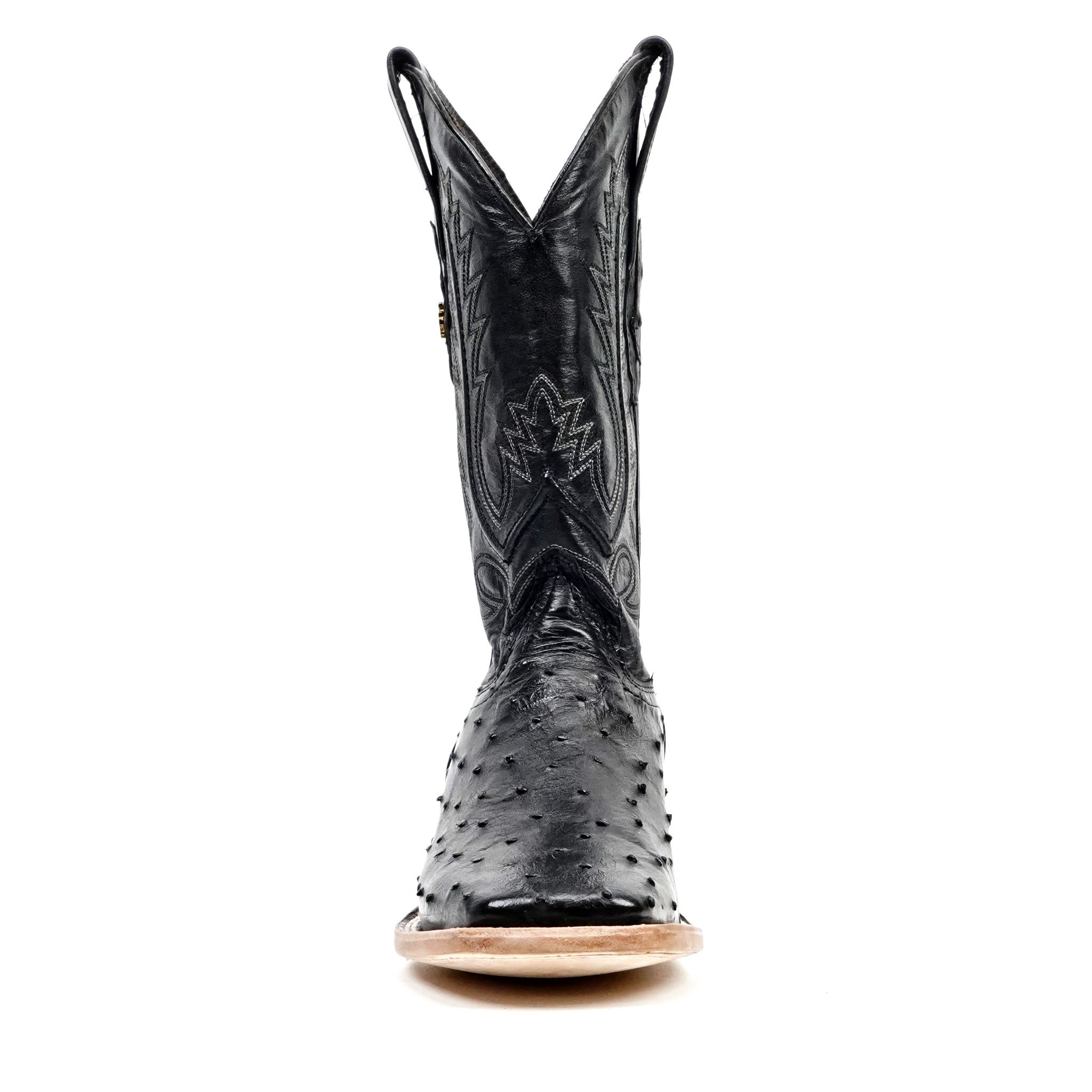 Austin Ostrich Boots - Black - Square Toe (AV20)