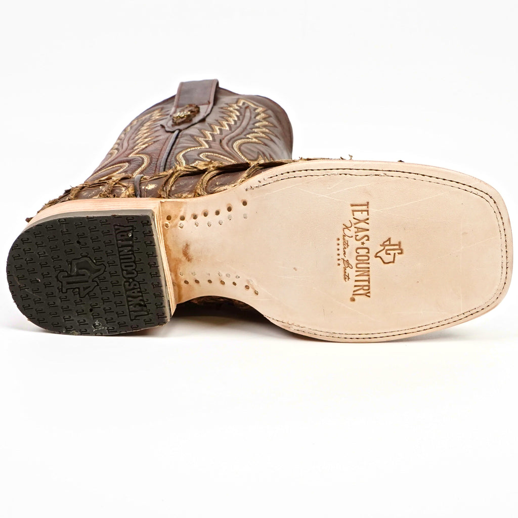 Connor Pirarucu Fish Boots - Orix Choco - Square Toe (PZ60)