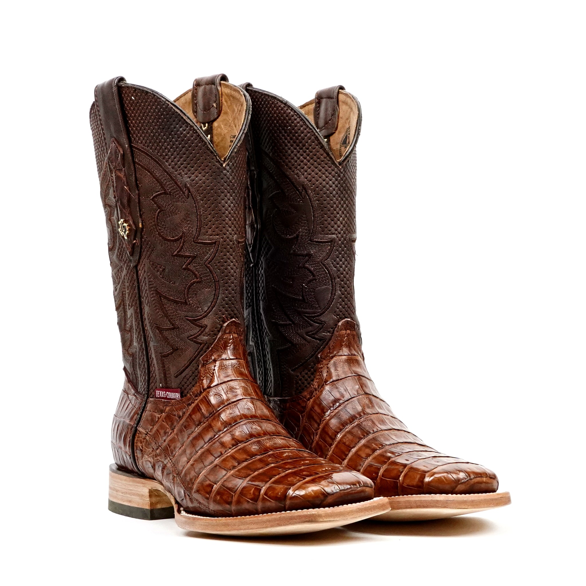Rhodes Caiman Belly Boots - Brandy - Square Toe (LM10) - Gomez Western Wear