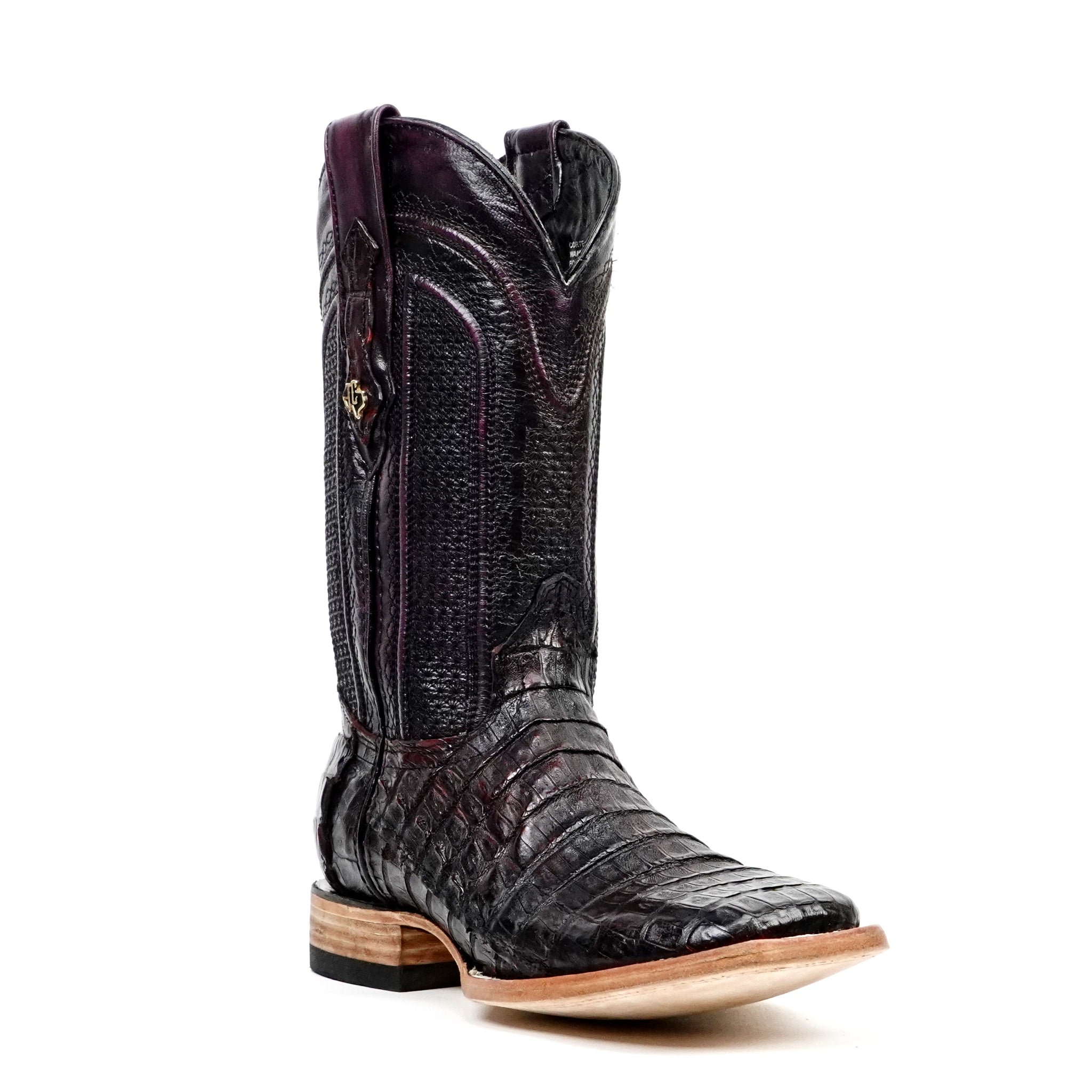 Rhodes Caiman Belly Boots - Black Cherry - Square Toe (LM10) - Gomez Western Wear