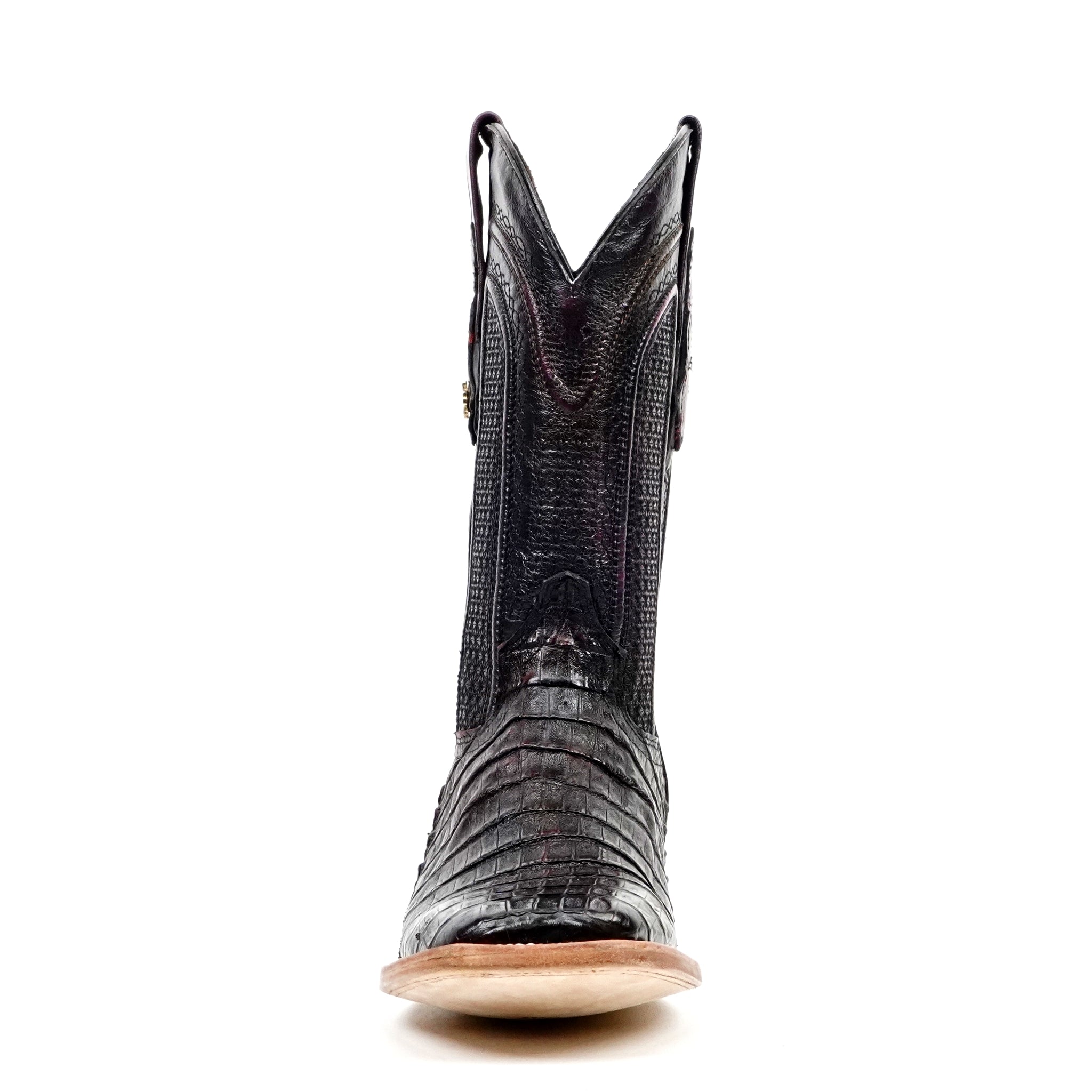 Rhodes Caiman Belly Boots - Black Cherry - Square Toe (LM10) - Gomez Western Wear