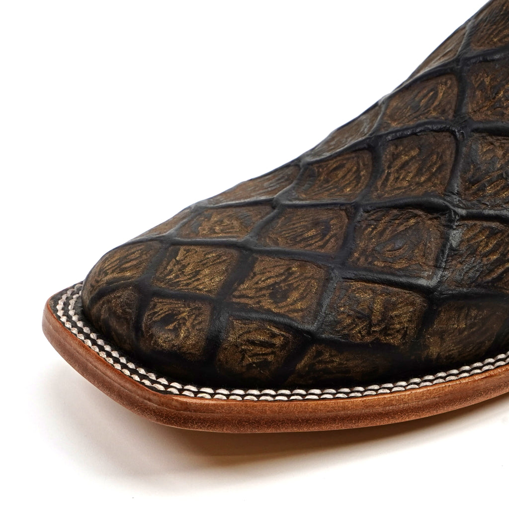Pirarucu Camel - Embossed Leather - Square Toe (E688)