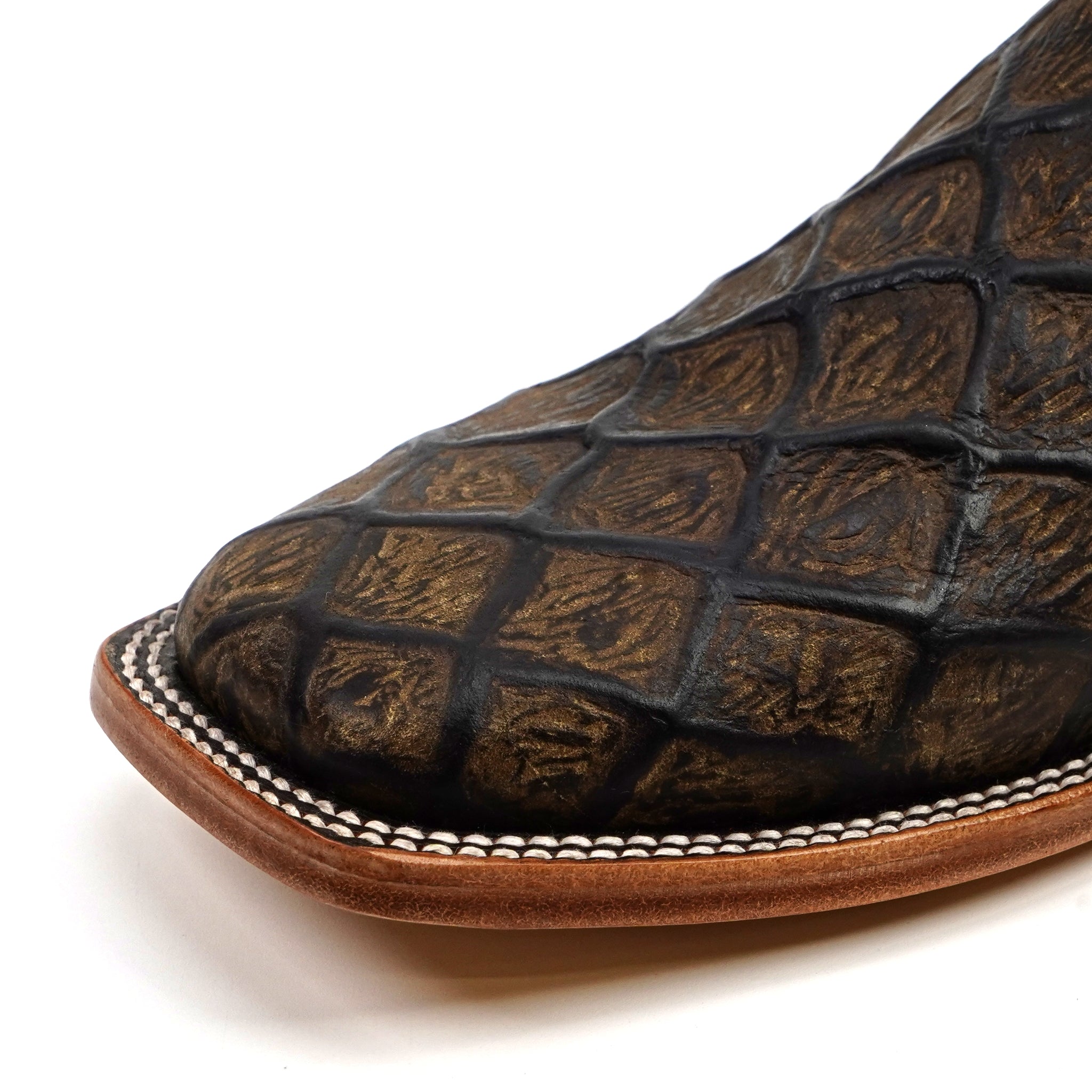 Pirarucu Camel - Embossed Leather - Square Toe (E688)
