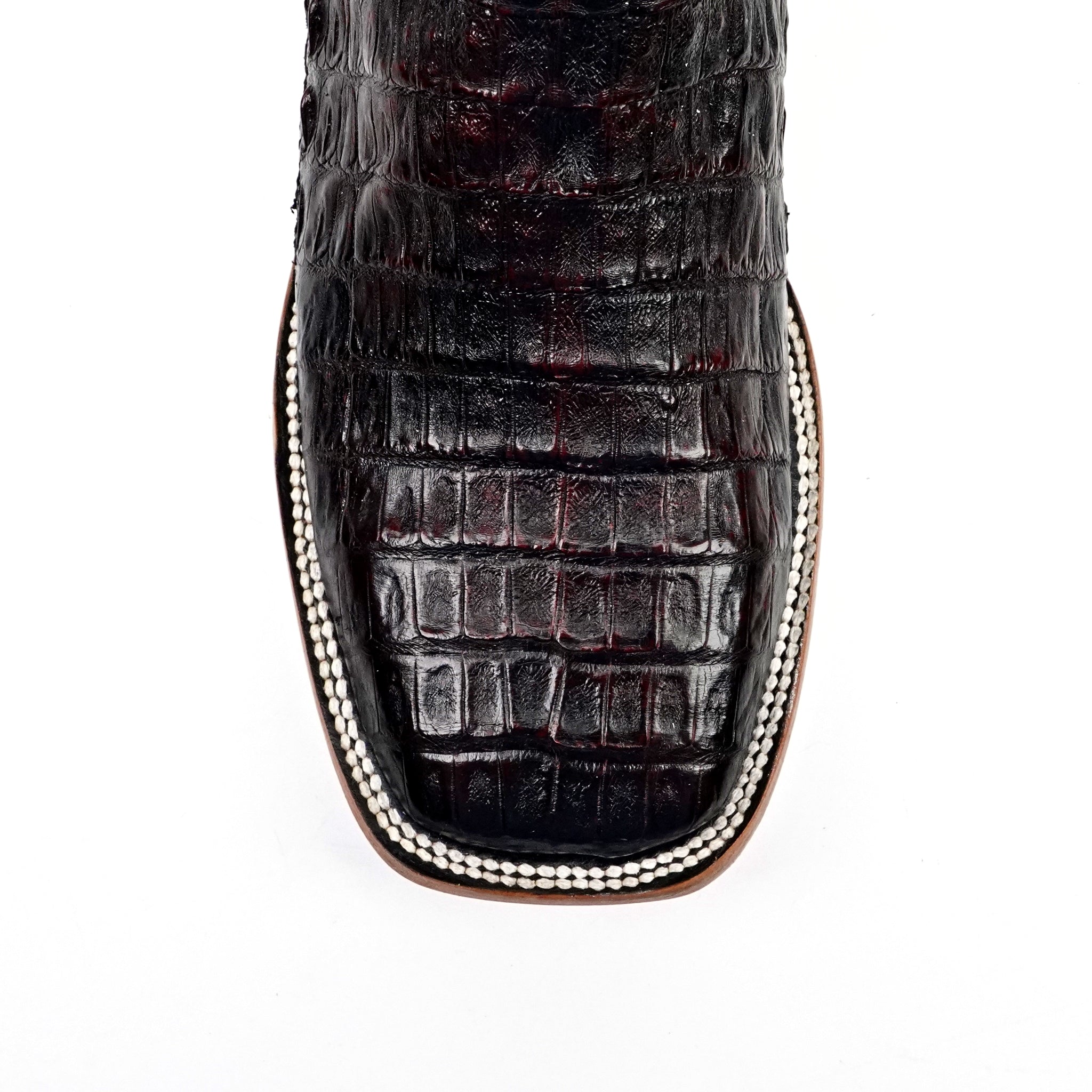 Rhodes Caiman Belly Boots - Black Cherry - Square Toe (LM10) - Gomez Western Wear