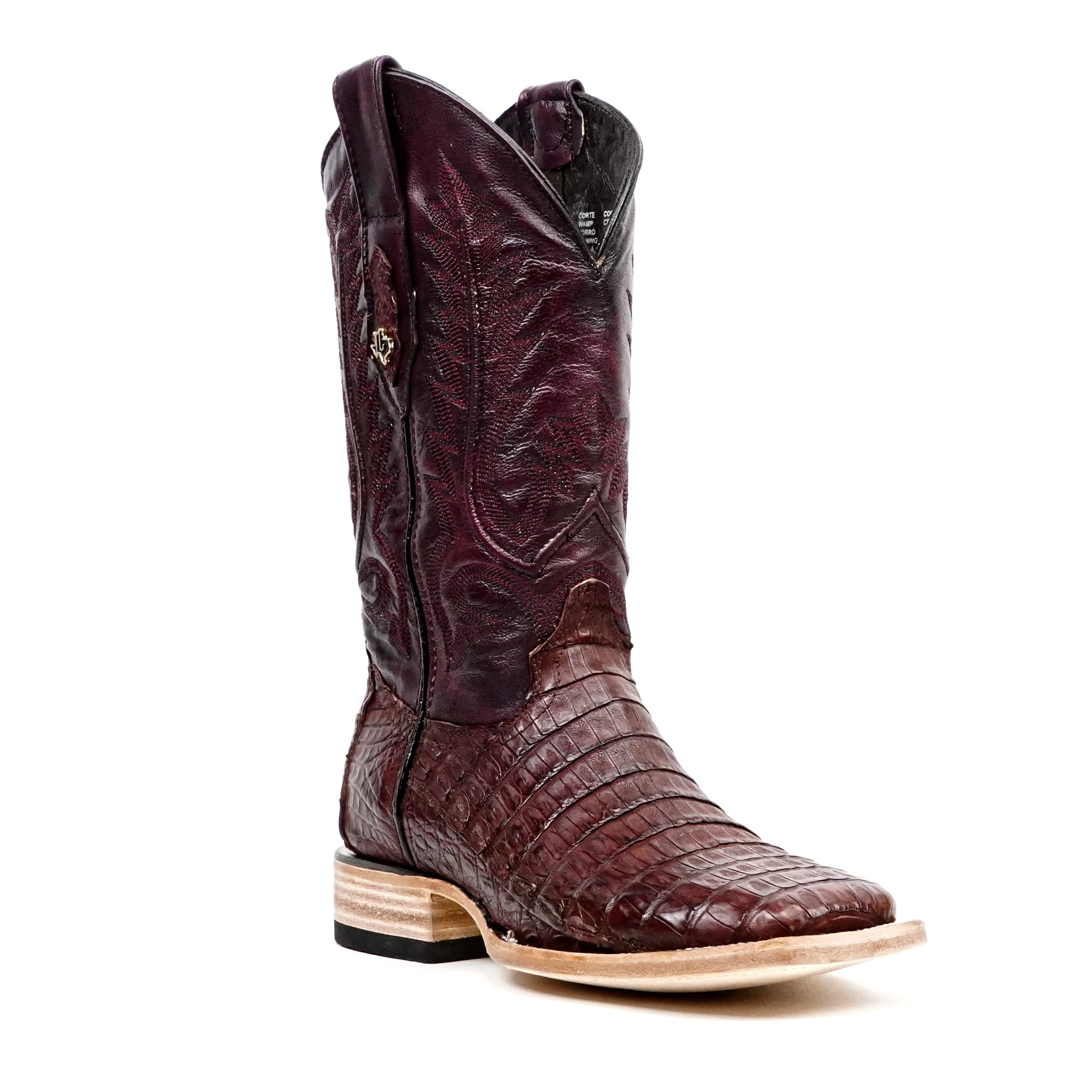 Rhodes Caiman Belly Boots - Wine - Square Toe (LM10) - Gomez Western Wear