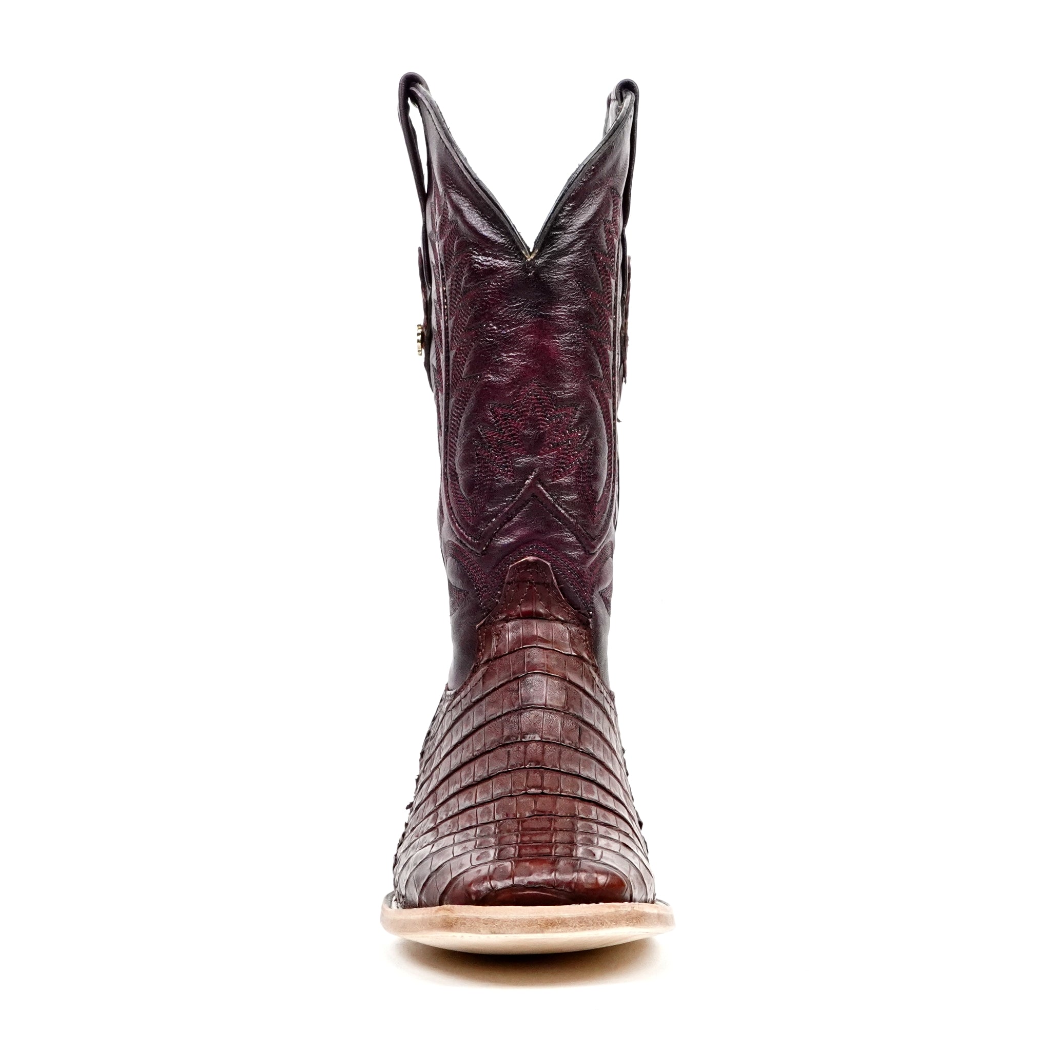 Rhodes Caiman Belly Boots - Wine - Square Toe (LM10) - Gomez Western Wear