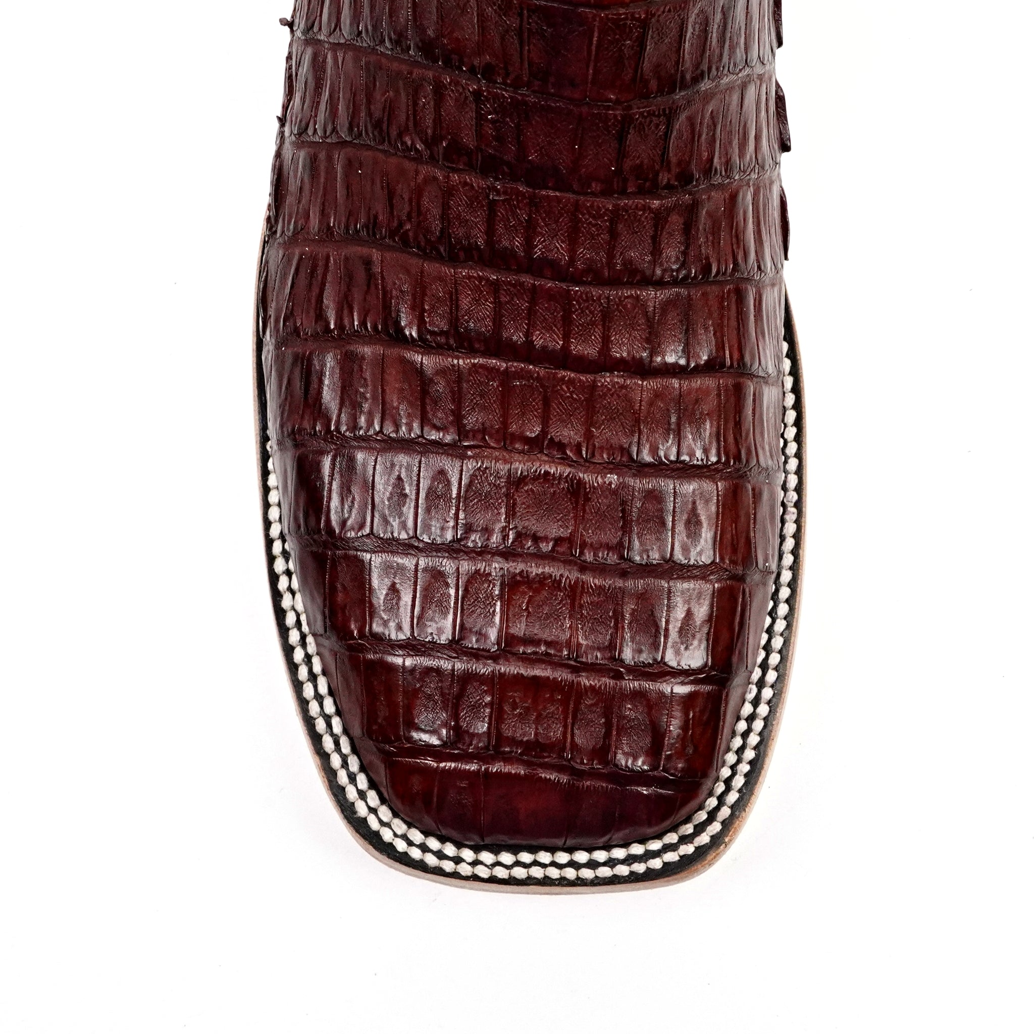 Rhodes Caiman Belly Boots - Wine - Square Toe (LM10) - Gomez Western Wear