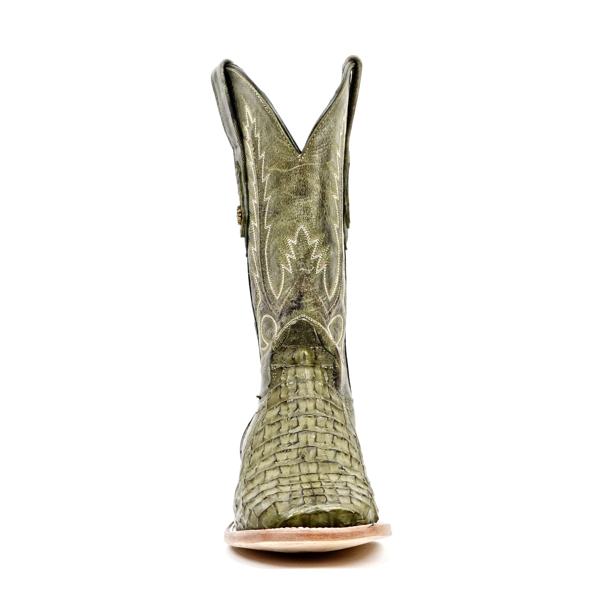 Rhodes Caiman Hornback Boots - Jungle Green - Square Toe (LM10) - Gomez Western Wear