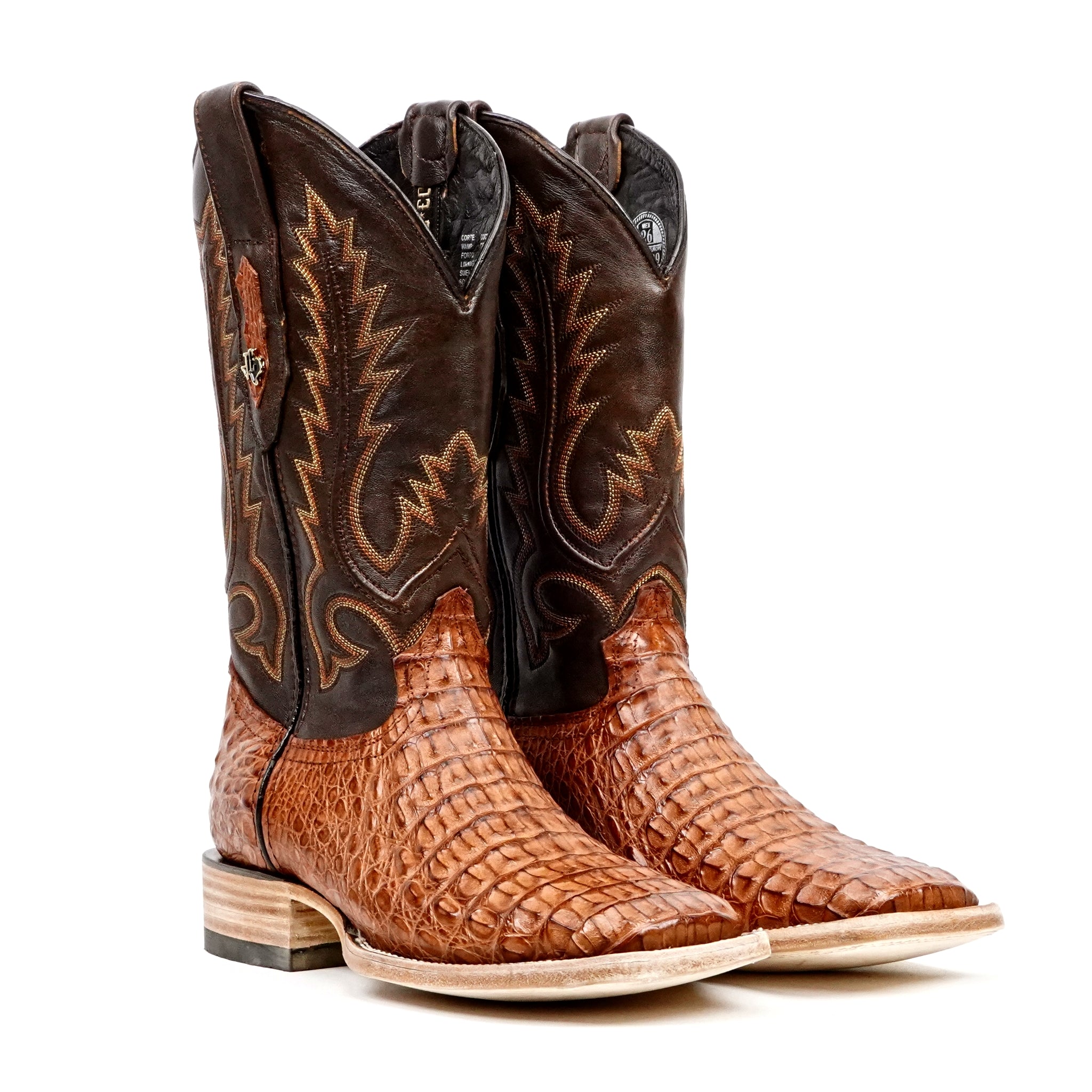 Rhodes Caiman Hornback Boots - Brandy - Square Toe (LM10) - Gomez Western Wear