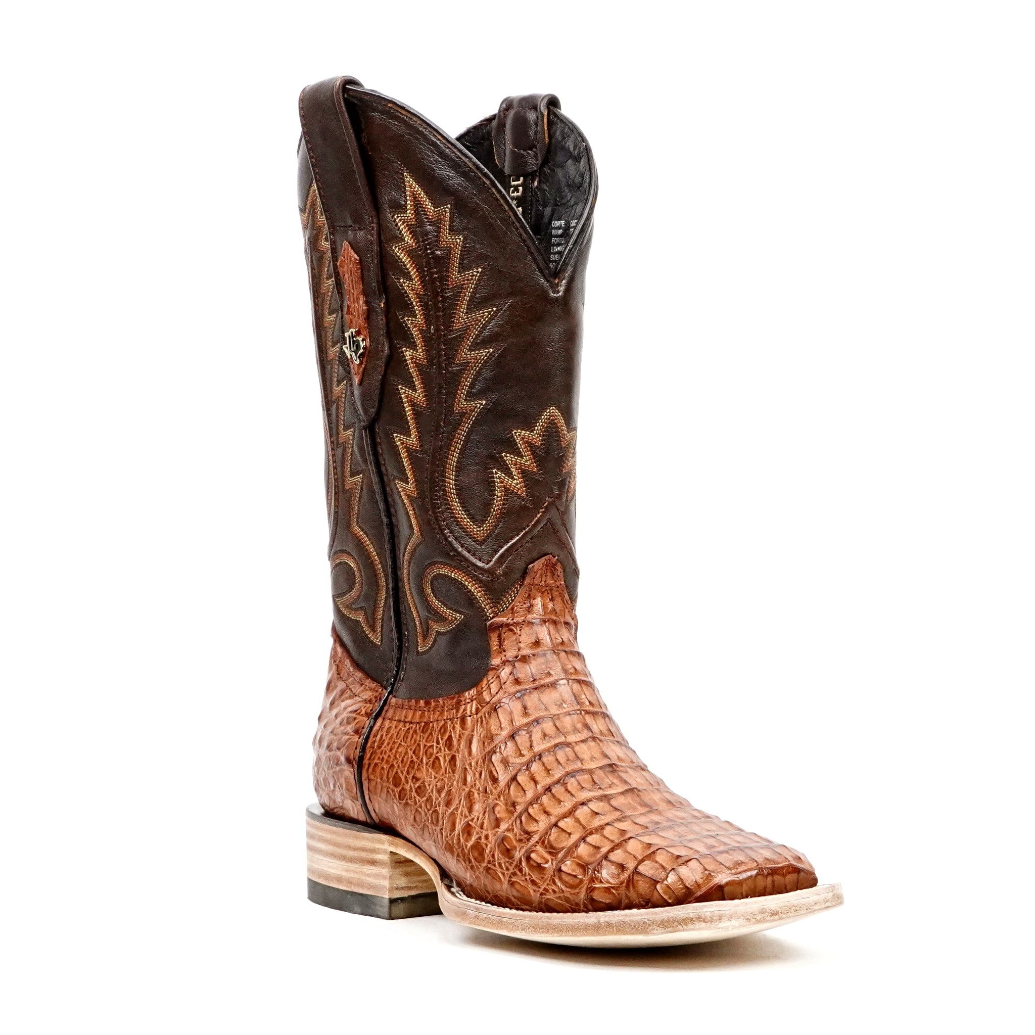 Rhodes Caiman Hornback Boots - Brandy - Square Toe (LM10) - Gomez Western Wear
