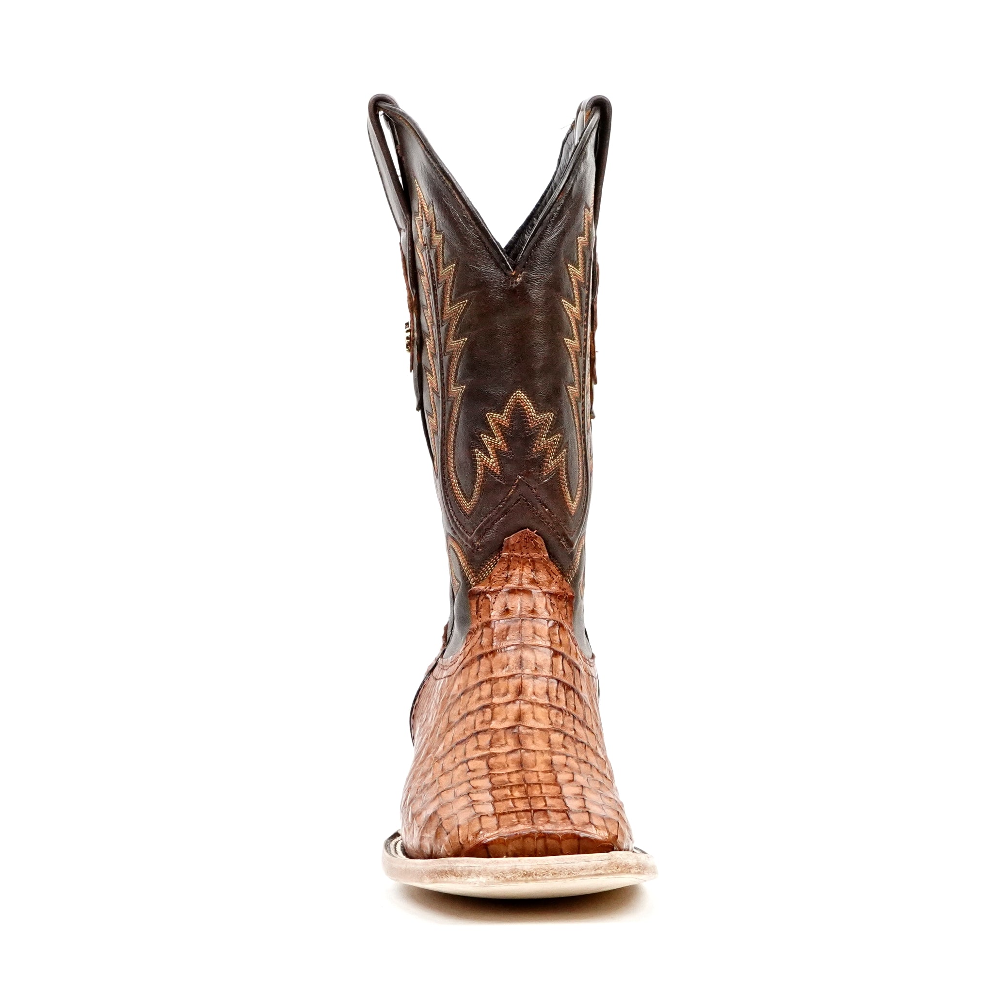 Rhodes Caiman Hornback Boots - Brandy - Square Toe (LM10) - Gomez Western Wear