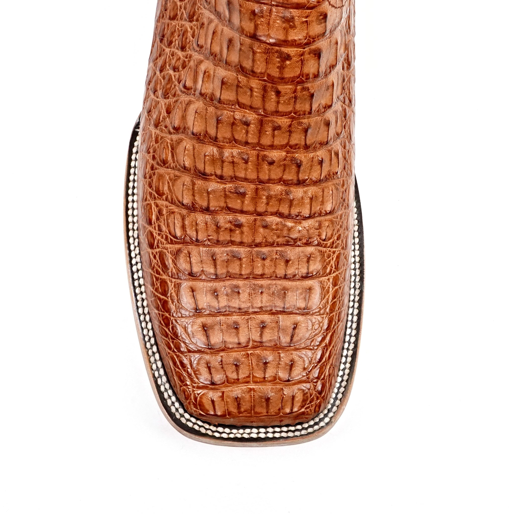 Rhodes Caiman Hornback Boots - Brandy - Square Toe (LM10) - Gomez Western Wear