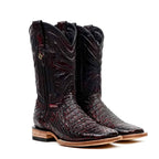 Rhodes Caiman Hornback Boots - Black Cherry - Square Toe (LM10) - Gomez Western Wear