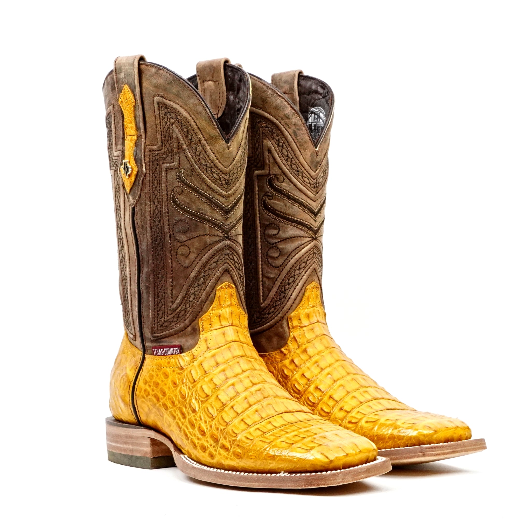 Rhodes Caiman Hornback Boots - Buttercup - Square Toe (LM10) - Gomez Western Wear