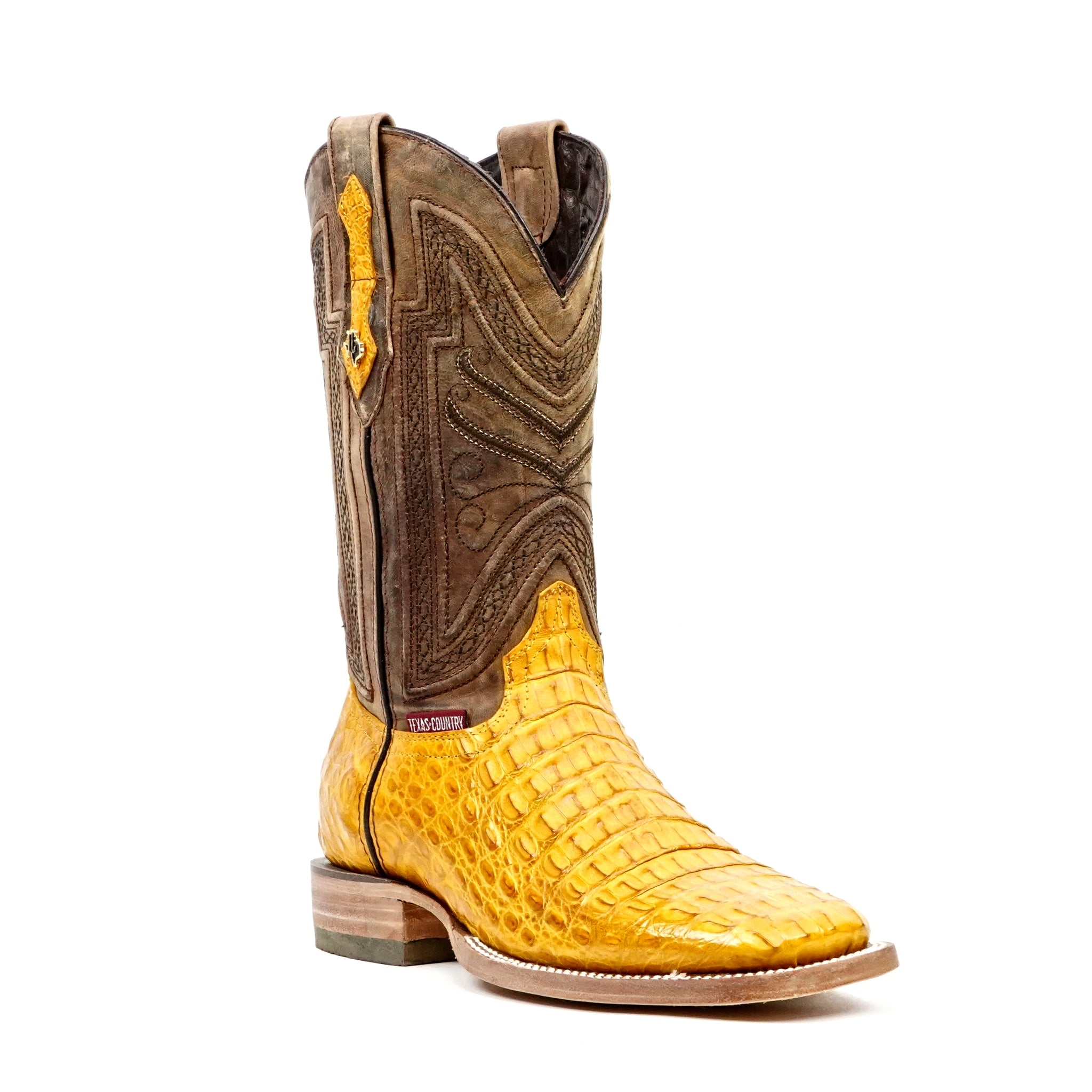 Rhodes Caiman Hornback Boots - Buttercup - Square Toe (LM10) - Gomez Western Wear
