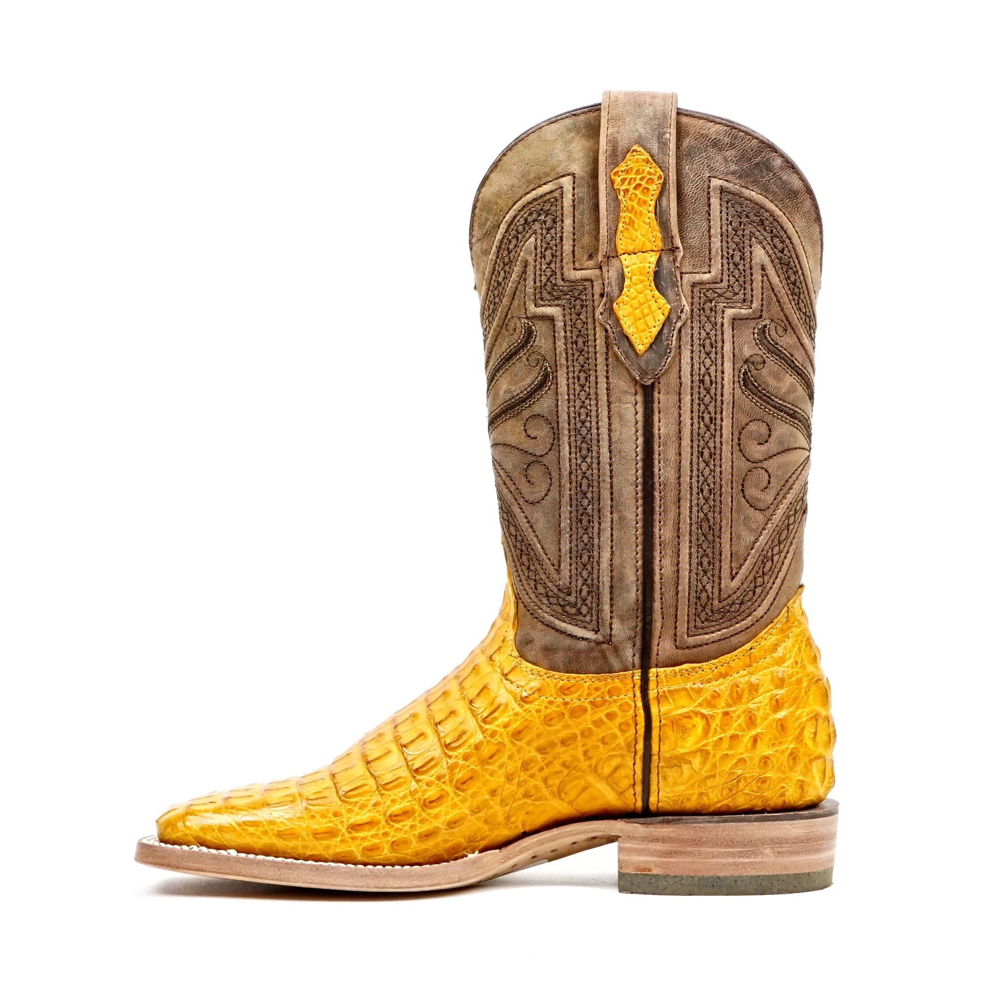 Rhodes Caiman Hornback Boots - Buttercup - Square Toe (LM10) - Gomez Western Wear