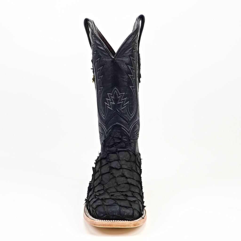 Connor Pirarucu Fish Boots - Matte Black - Square Toe (PZ60)