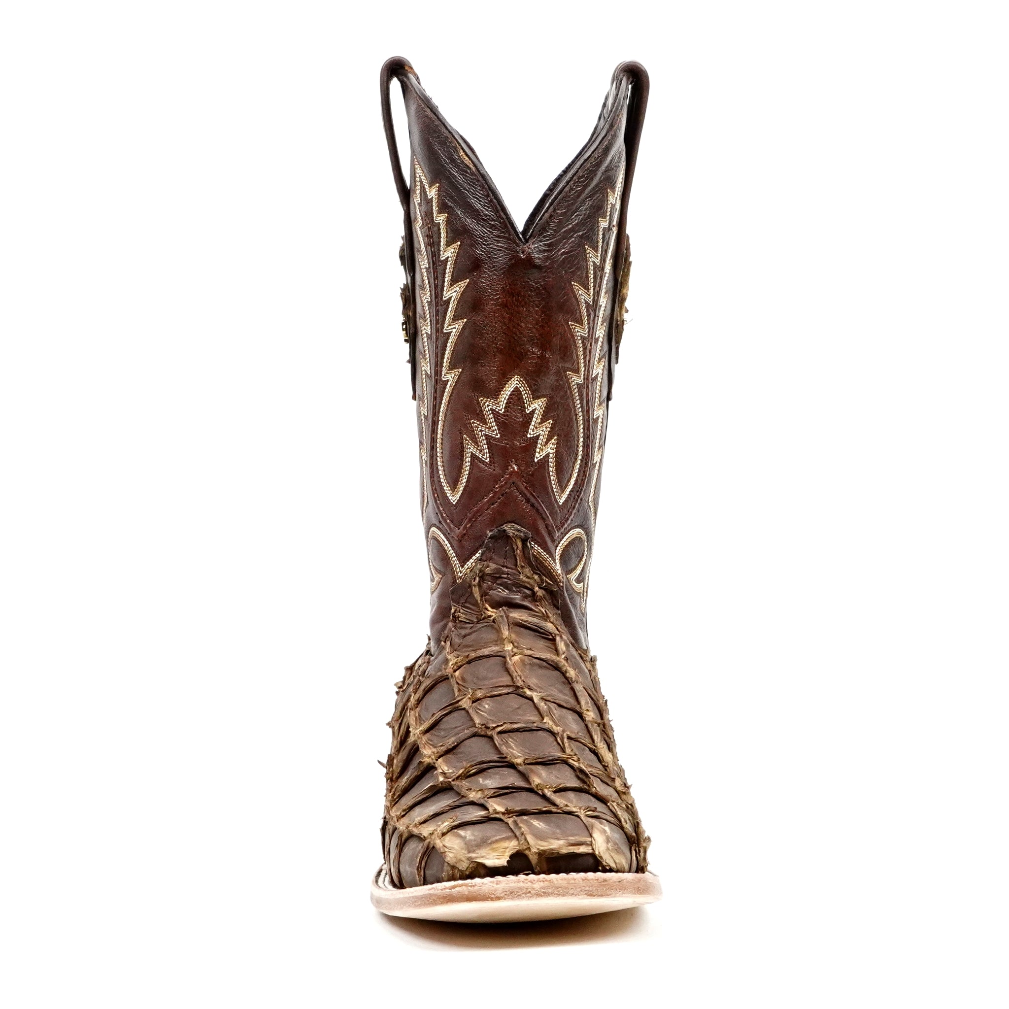 Connor Pirarucu Fish Boots - Orix Choco - Square Toe (PZ60) - Gomez Western Wear