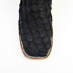 Connor Pirarucu Fish Boots - Matte Black - Square Toe (PZ60)