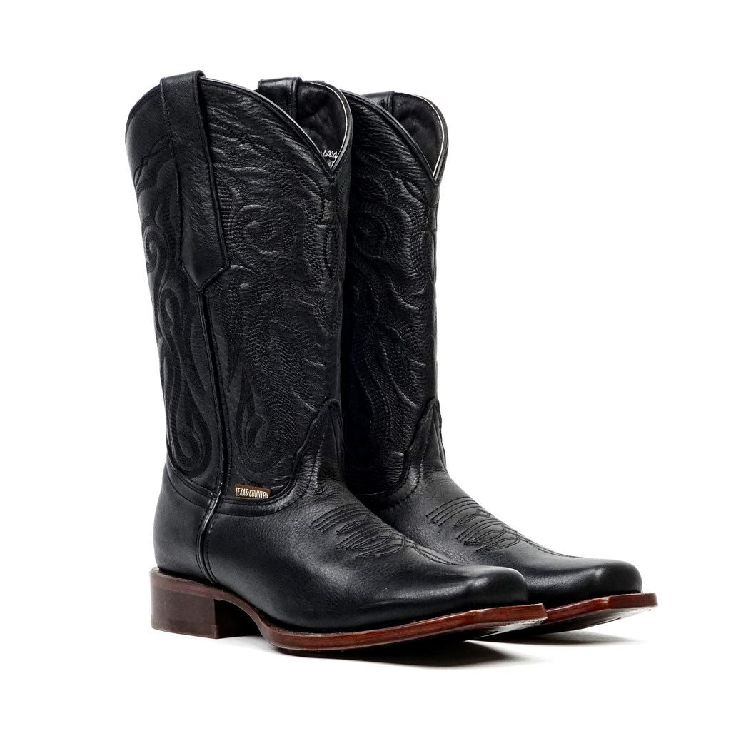 Grisly Cowboy Boots - Black - Rodeo Toe (E50)