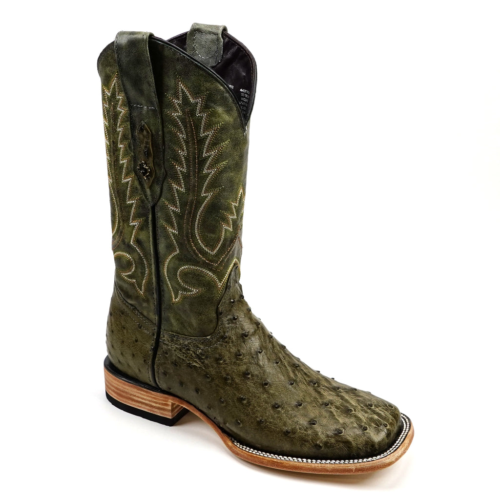 Austin Ostrich Boots - Agave - Square Toe (AV20)