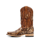 Hand-Tooled Floral Boots - Orix - Rodeo Toe (E696)