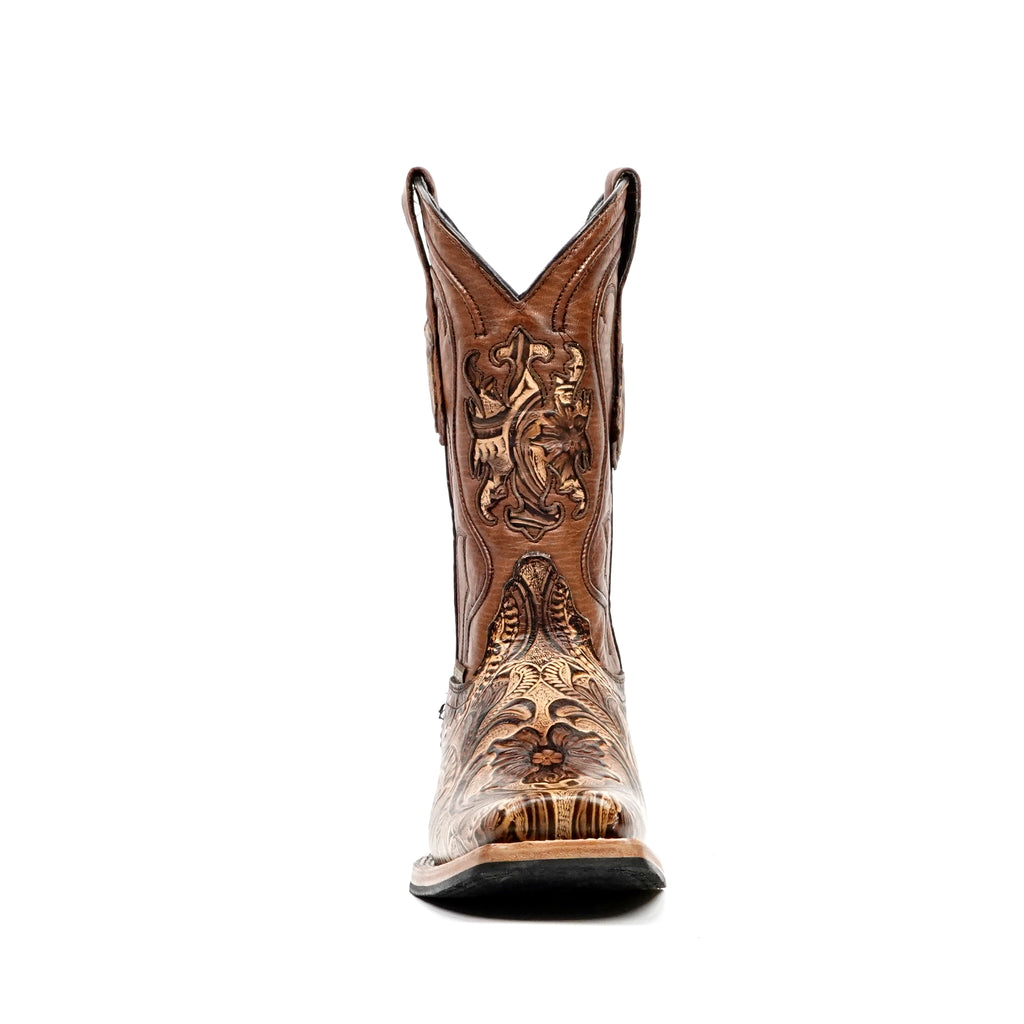 Hand-Tooled Floral Boots - Orix - Rodeo Toe (E696)
