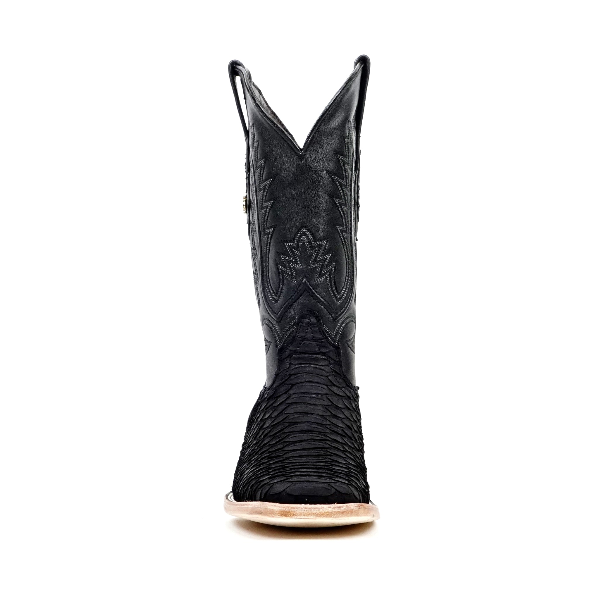Tanner Python Boots - Matte Black - Square Toe (PN30)