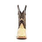 Caiman Belly Orix Boots - Embossed Leather - Square Toe (E423)