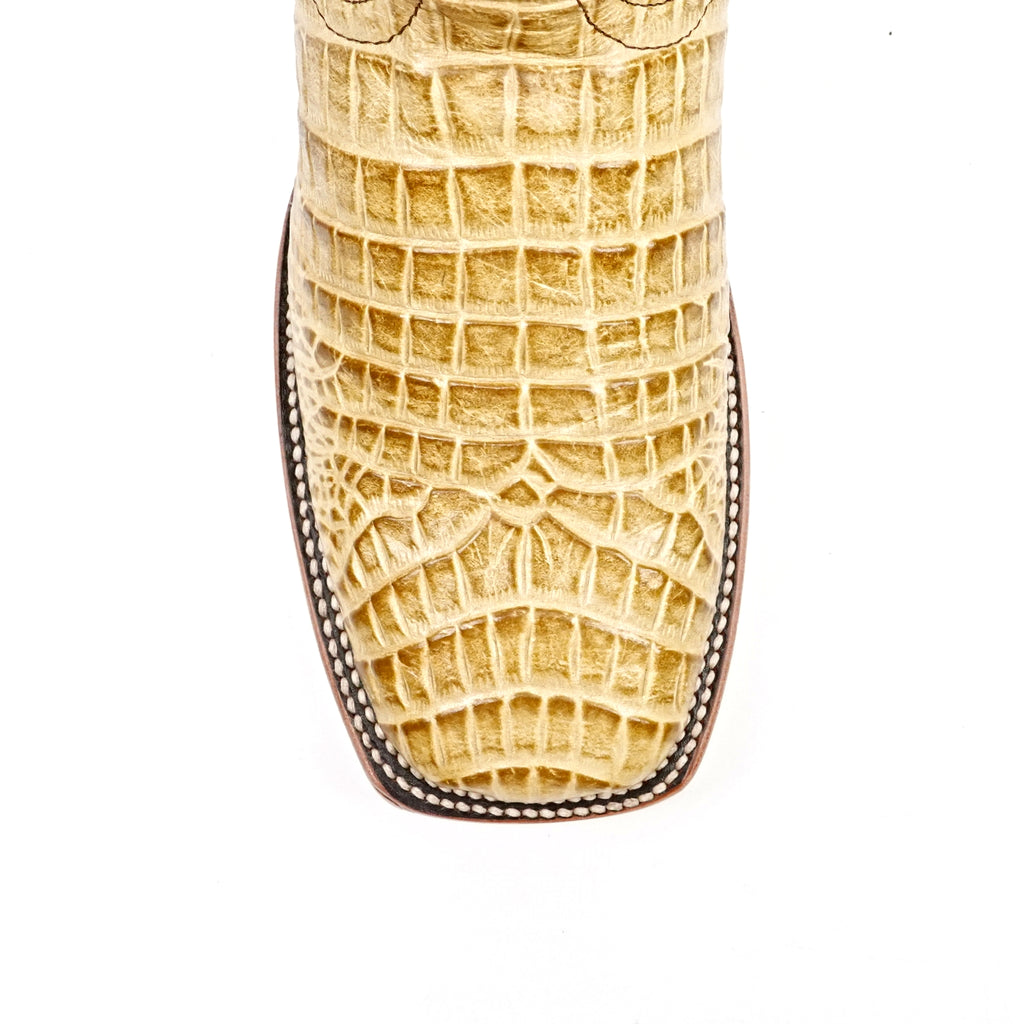 Caiman Belly Orix Boots - Embossed Leather - Square Toe (E423)