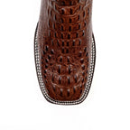 Crocodile Head Choco Boots - Embossed Leather - Square Toe (E427)