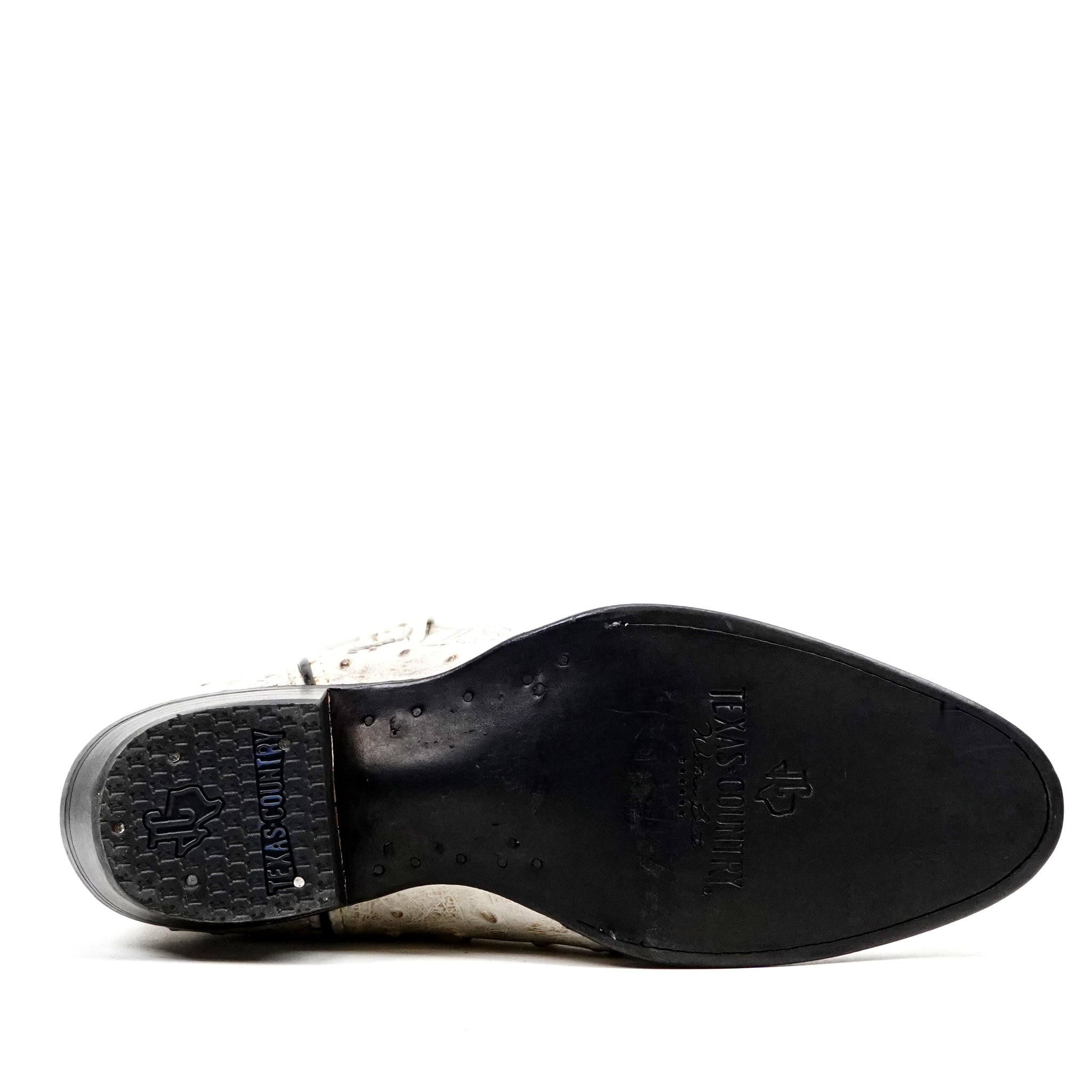 Ostrich Bone Boots - Embossed Leather - Round Toe (E436)