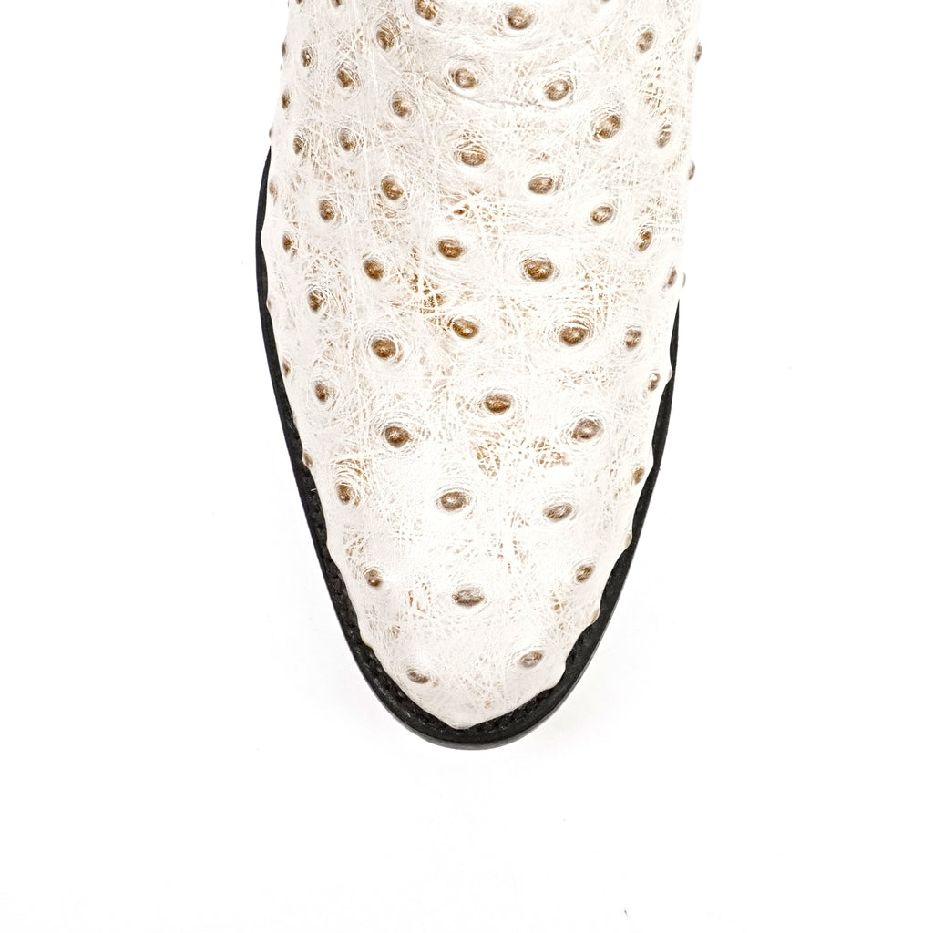 Ostrich Bone Boots - Embossed Leather - Round Toe (E436)