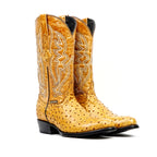 Ostrich Buttercup Boots - Embossed Leather - Round Toe (E436)