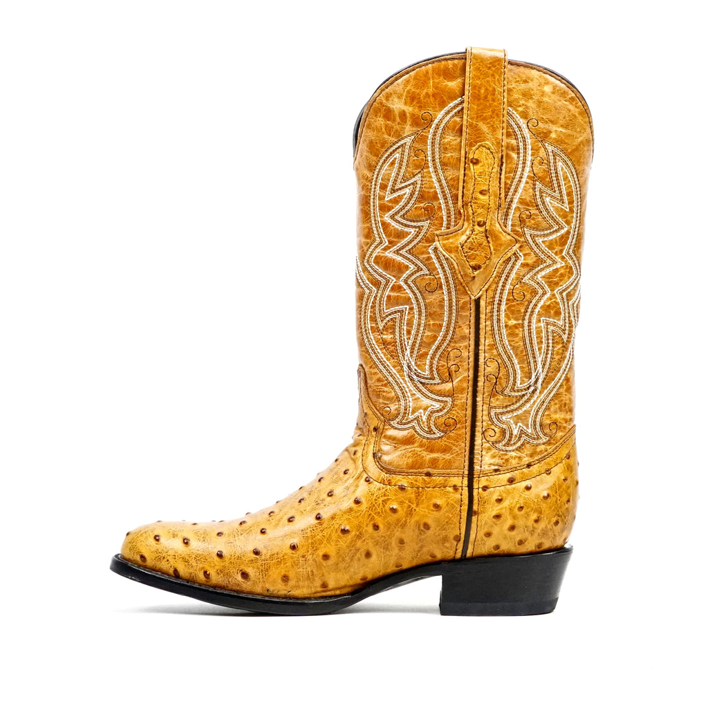 Ostrich Buttercup Boots - Embossed Leather - Round Toe (E436)
